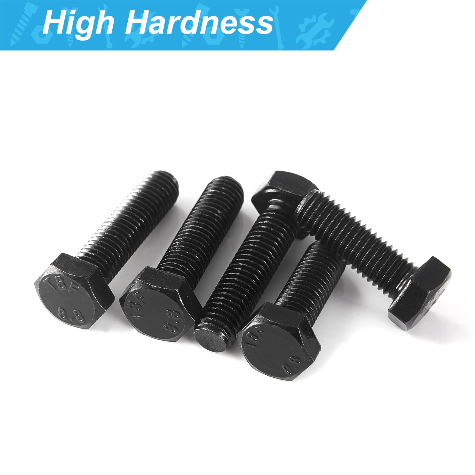 M6x25mm Hex Bolts 25Pcs - 8.8 Grade Alloy Steel for DIY & Machinery