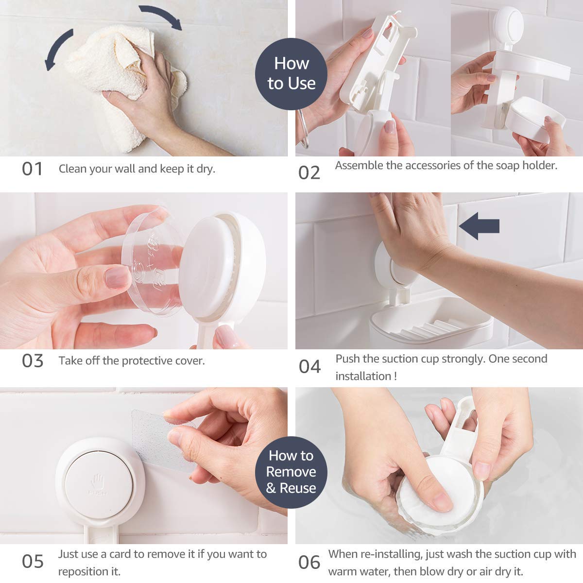 2-Pack Wall Mounted Suction Cup Storage Basket - No Drill Bathroom & Kitchen Organizer for Toothbrush, Toothpaste, Soap | Perfect for Shower, Sink, Countertop Organization