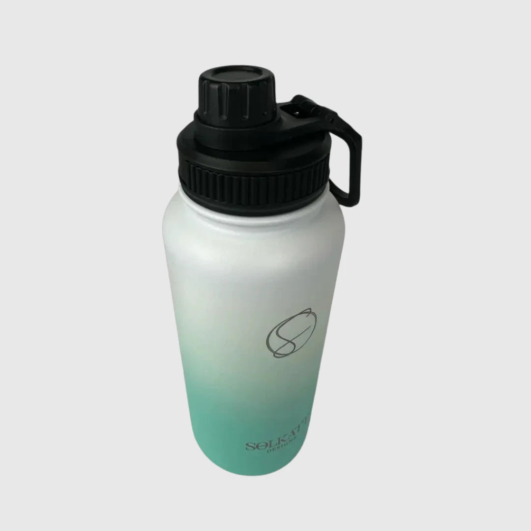 Premium Ocean Aqua Insulated Stainless Steel Water Bottle - 32oz (950ml) - Leak Proof, BPA Free - Perfect for Gym, Hiking, Travel & Outdoor Activities