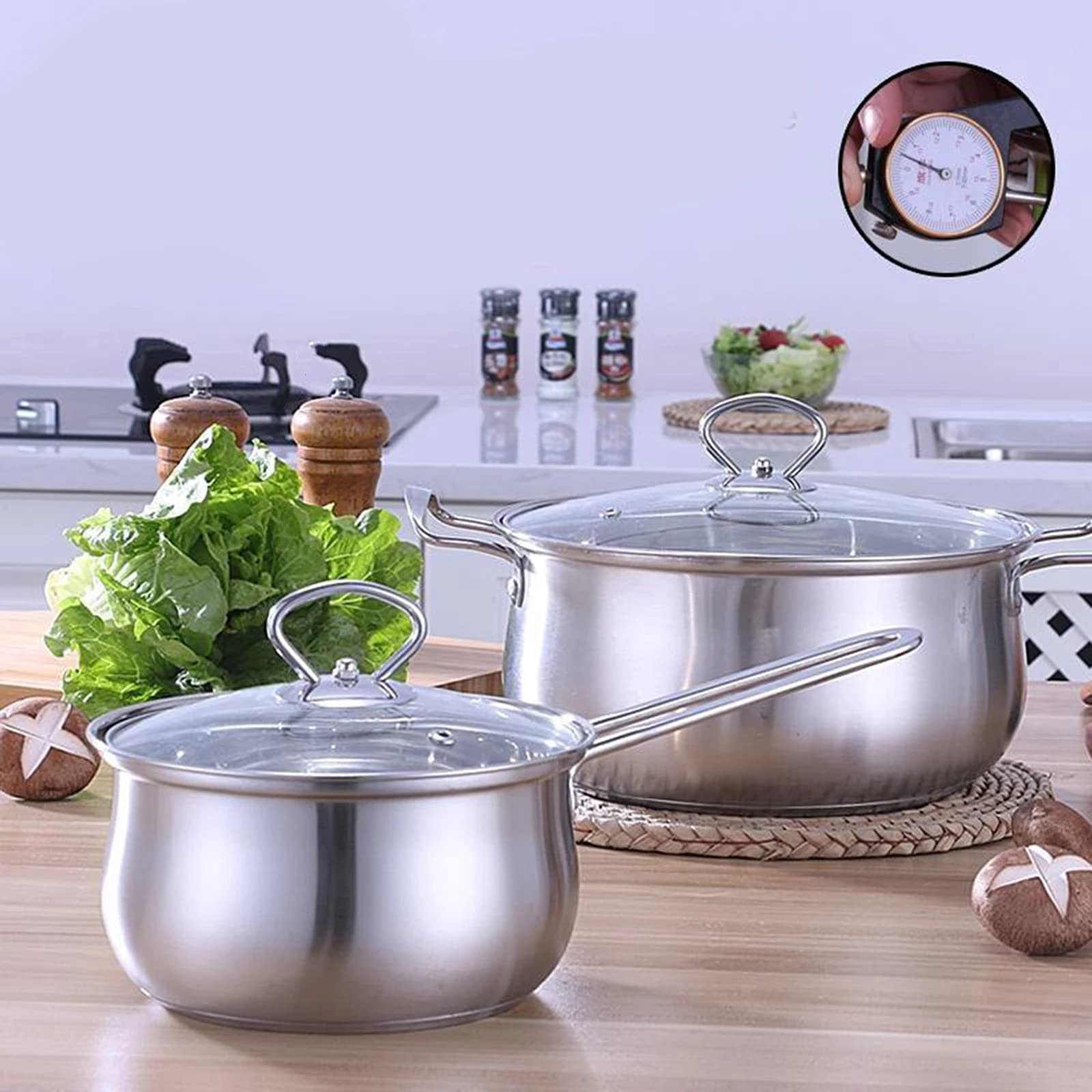 1pc Stainless Steel Milk Sauce Soup Pot with Lid - Non Stick Stockpot for Cooking, Boiling & Simmering - Perfect for Home Kitchen, Camping & Picnic Outdoor Cooking
