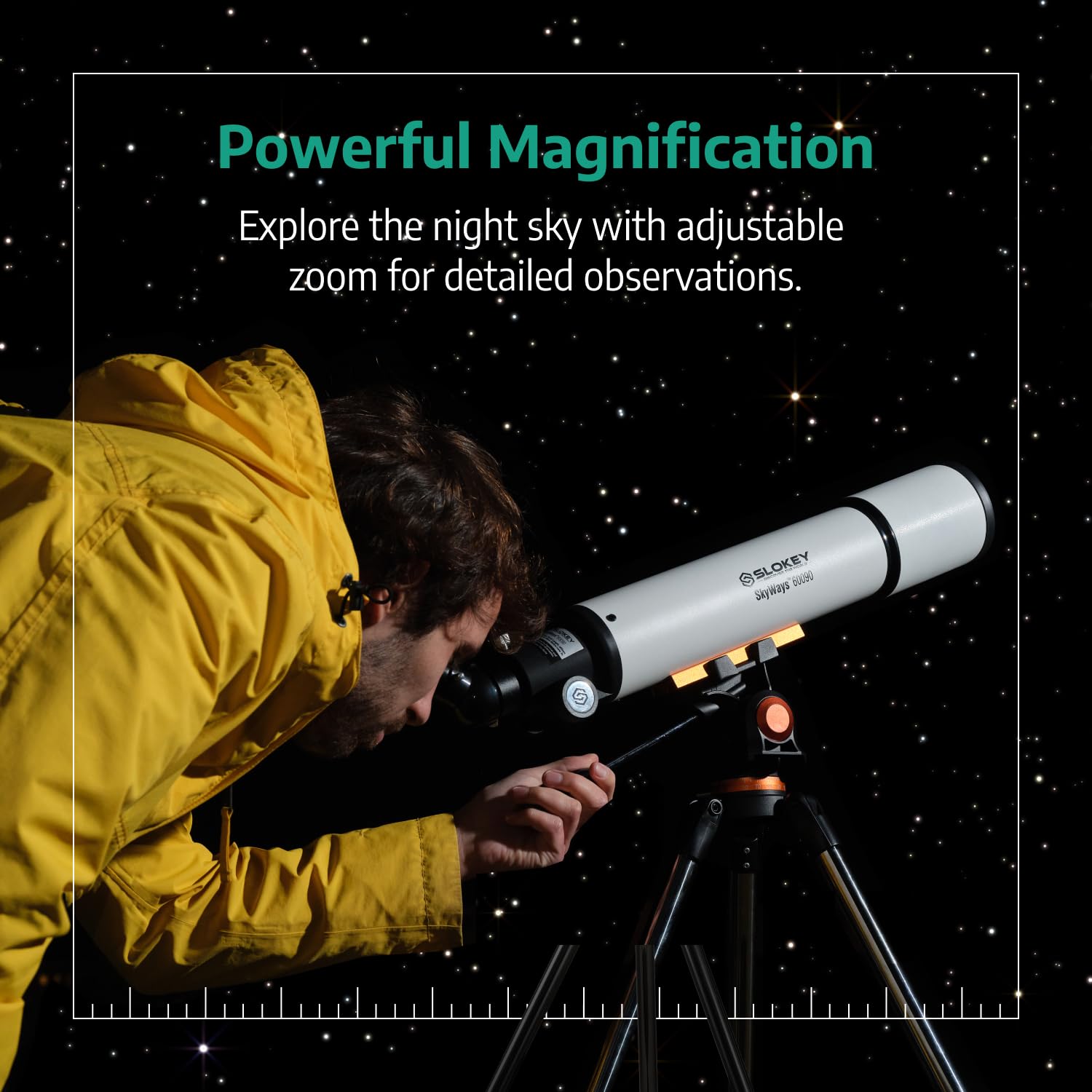 Slokey 60090 Astronomical Refractor Telescope 24x-300x Magnification - Portable & Powerful Travel Telescope for Adults & Beginners - Perfect for Moon Viewing, Planet Observation & Stargazing - Ideal for Camping, Hiking & Outdoor Adventures