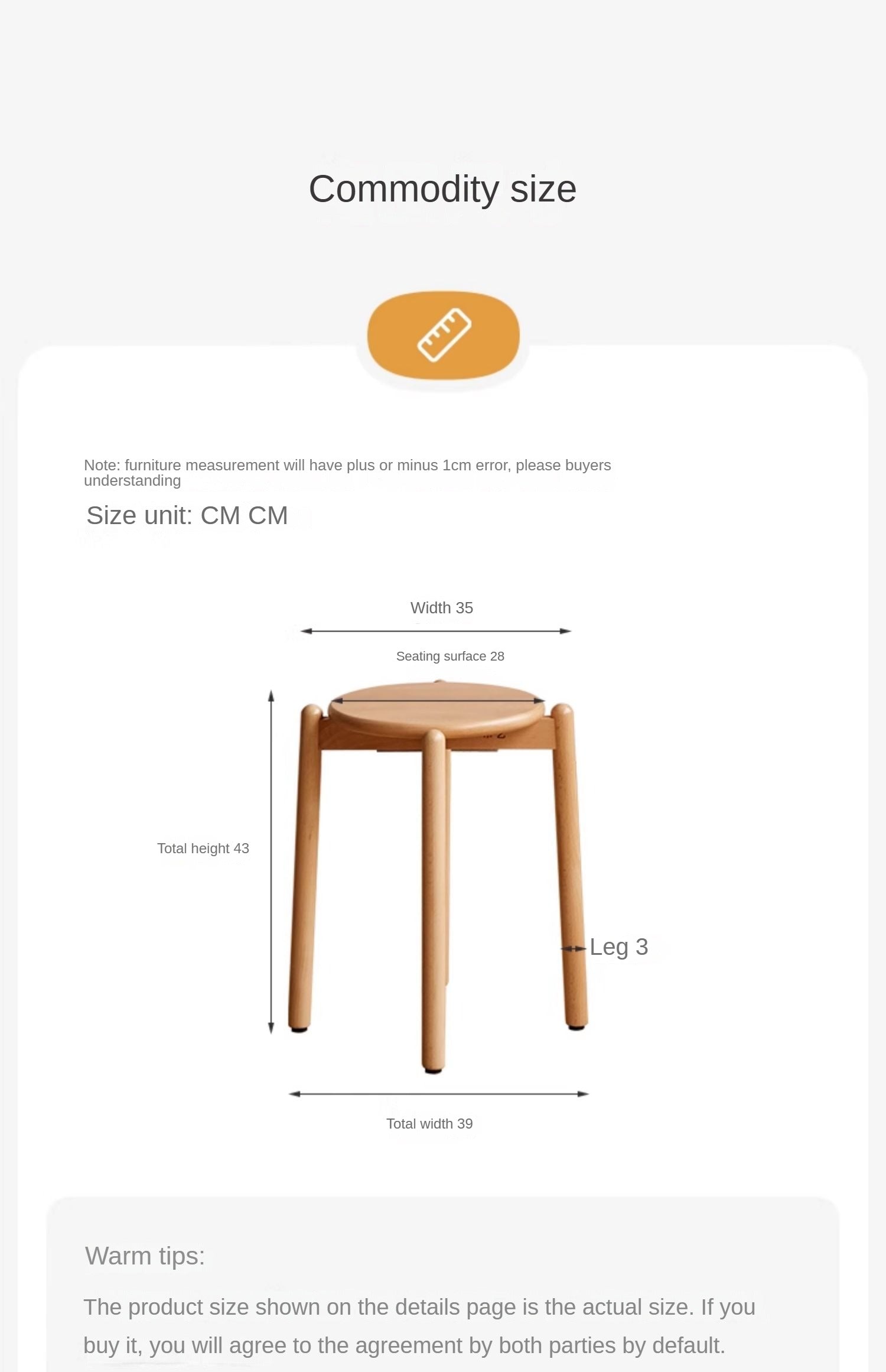 Stackable Beech Wood Stools - Solid Wood Bar Stools for Kitchen, Dining, or Outdoor Use - Space-Saving Seating Solution for Home & Garden