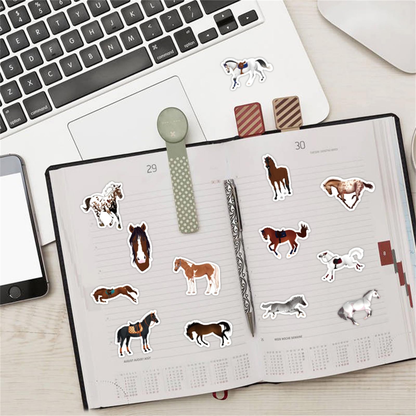60PCS Horse Riding Stickers for Kids & Adults - Waterproof Vinyl Decals for Water Bottles, Laptops, Scrapbooks & Luggage - Perfect for Equestrian Lovers, School Projects & Travel Accessories