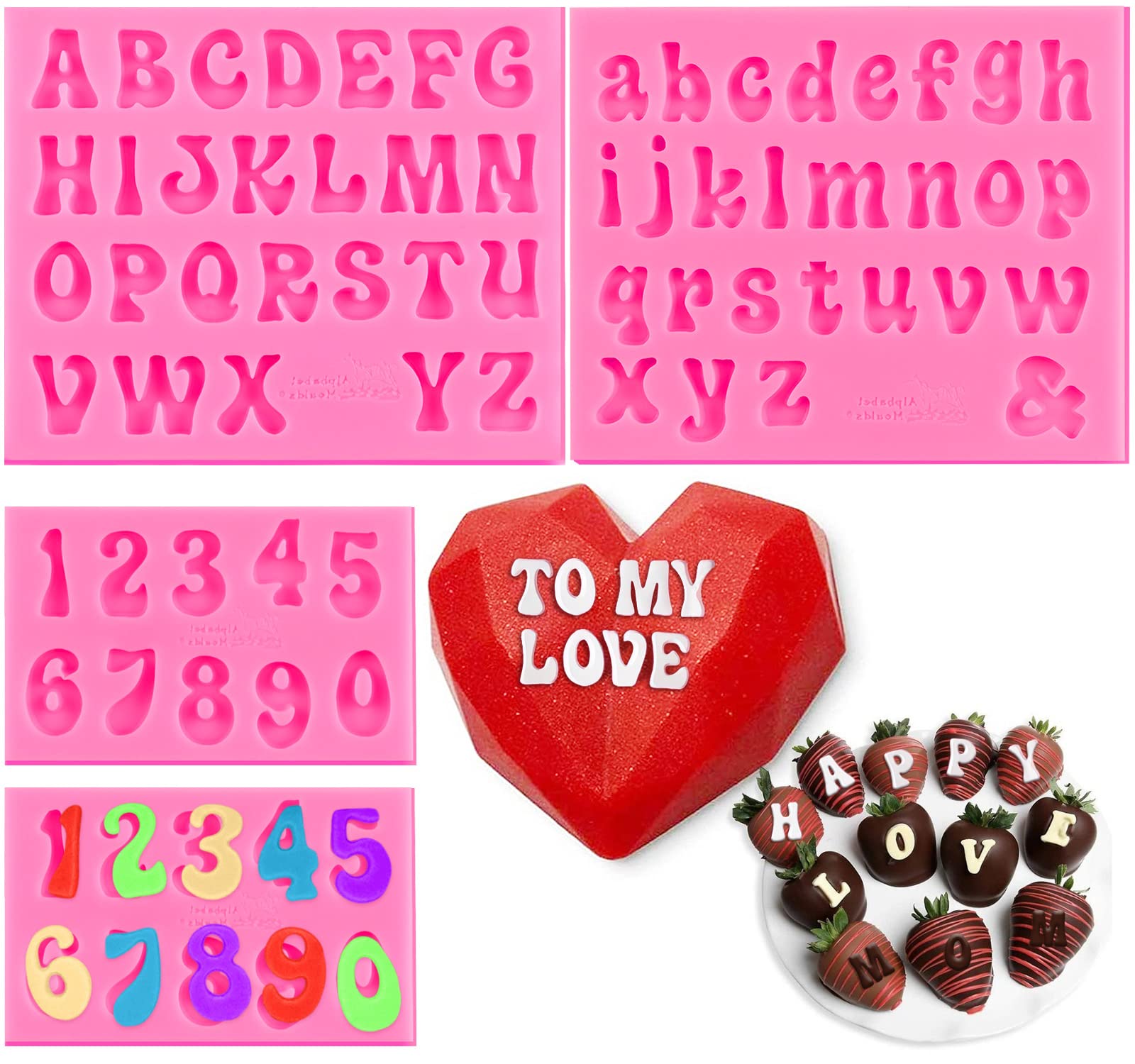 YGAOHF Silicone Alphabet Chocolate Molds Set - 3PCS Letter Molds for Breakable Hearts, Candy, Gummy, Ice Cubes & Resin - Perfect for DIY Baking, Cake Decorating, Party Favors & Gift Making