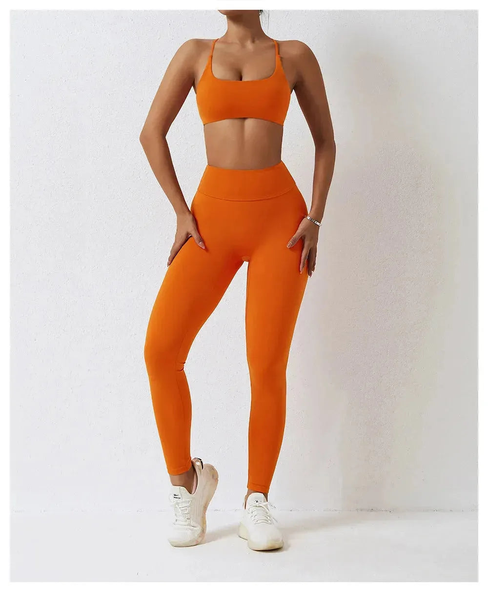 Seamless Yoga Set for Women - 2-Piece High Waist Leggings & Sports Bra Workout Outfit | Gym, Fitness, Yoga & Running Activewear