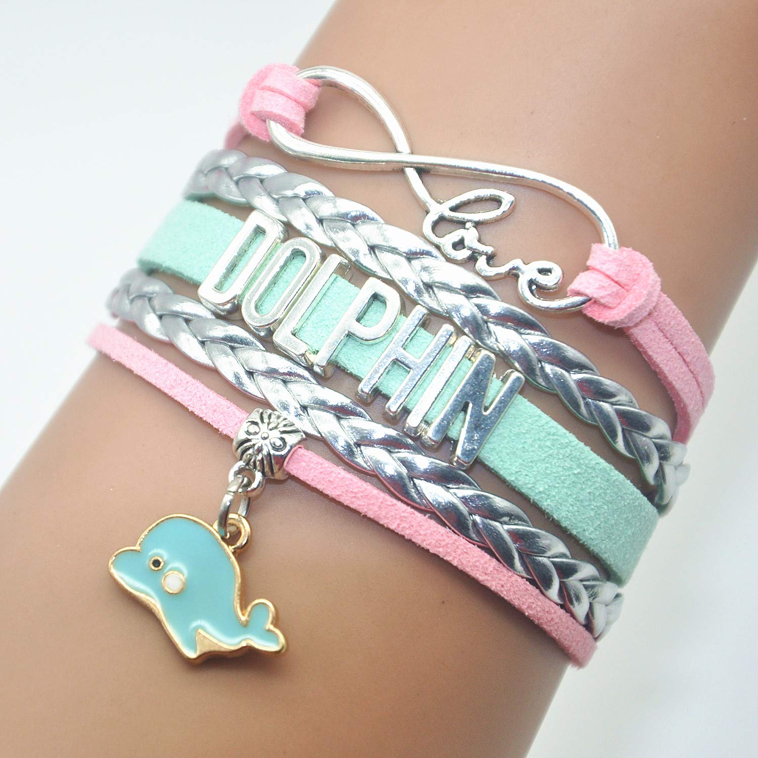 HCChanshi Infinity Love Dolphin Bracelet - Cute Dolphin Jewelry Gift for Dolphin Lovers & Fans | Perfect for Beach Vacations, Marine Enthusiasts & Ocean-Themed Parties