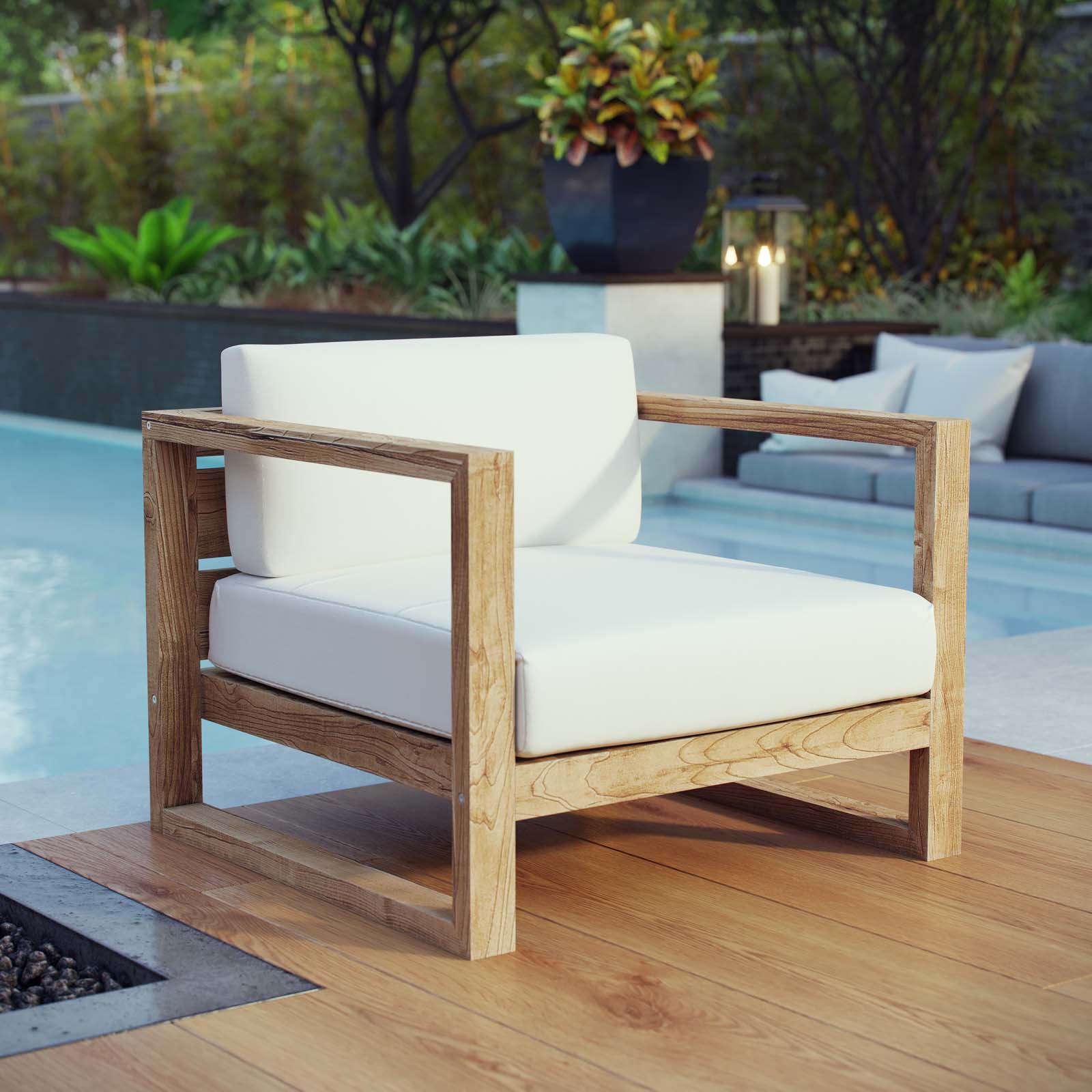 Premium Teak Wood Patio Armchair - Durable Outdoor Furniture for Garden, Poolside & Deck - Comfortable Weather-Resistant Lounge Chair for Relaxing in Backyard or Balcony