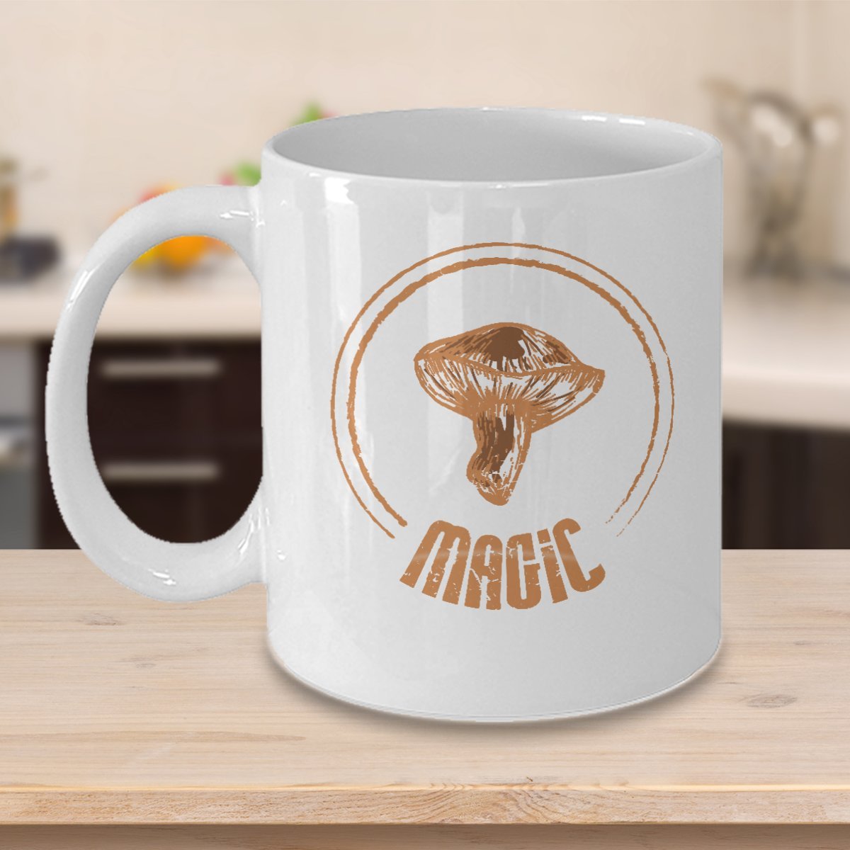 Magic Coffee Mug - 11oz Ceramic Mushroom Hunter Gift Cup for Coffee, Tea & Hot Drinks - Perfect for Camping, Hiking & Outdoor Adventures