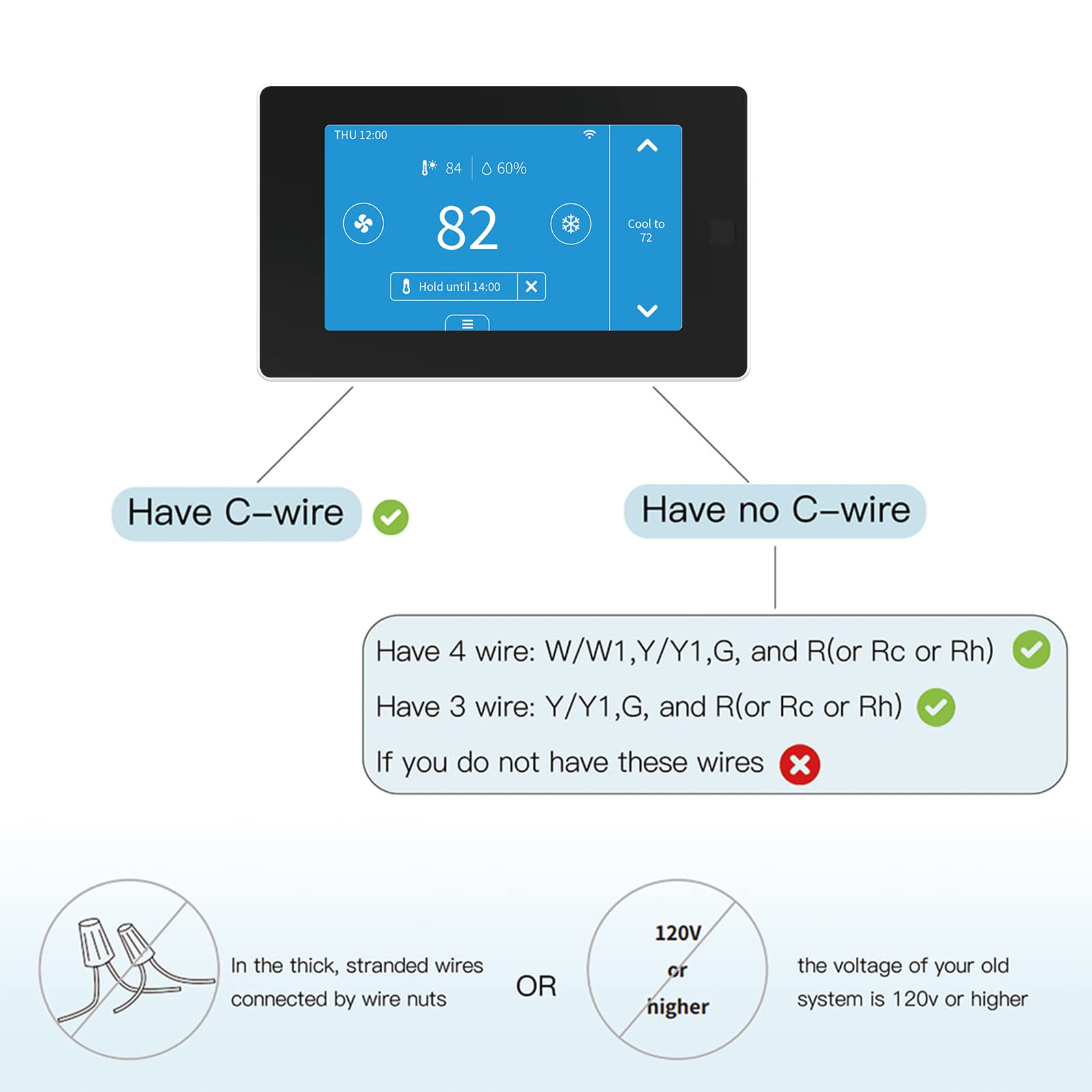 MoesGo Programmable WiFi Smart Thermostat for Home - No C-Wire Required, Works with Alexa & Google Assistant, 24VAC, Zone Remote Sensor, Tuya/Smart Life App Control | Perfect for Energy Saving & Smart Home Automation