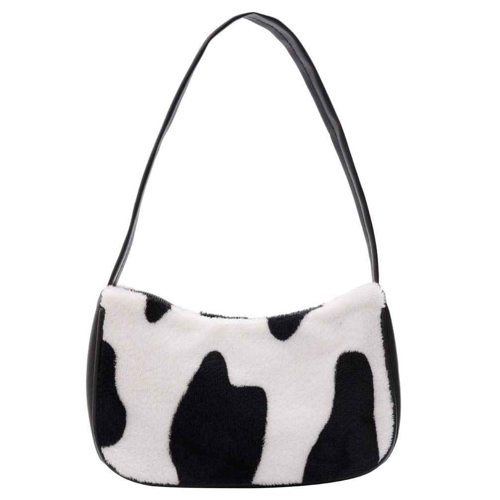VALICLUD Women's Mini Shoulder Bag - Faux Fur Cow Print Crossbody Purse & Underarm Clutch for Daily Use, Parties, and Date Nights