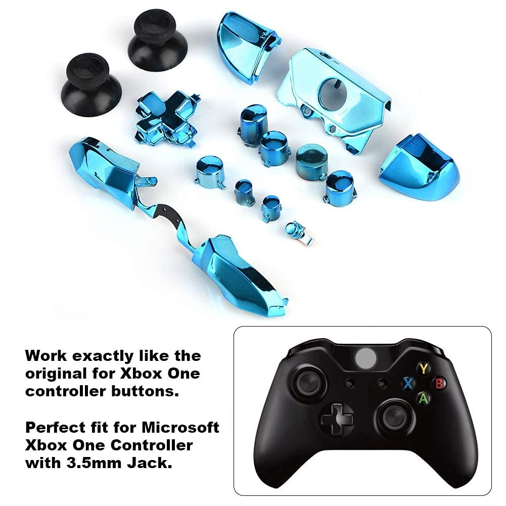 Premium Xbox One Controller Mods - Blue Thumbsticks & ABXY Buttons Replacement Kit for Xbox One/S/X - Enhance Gaming Performance & Customize Your Controller
