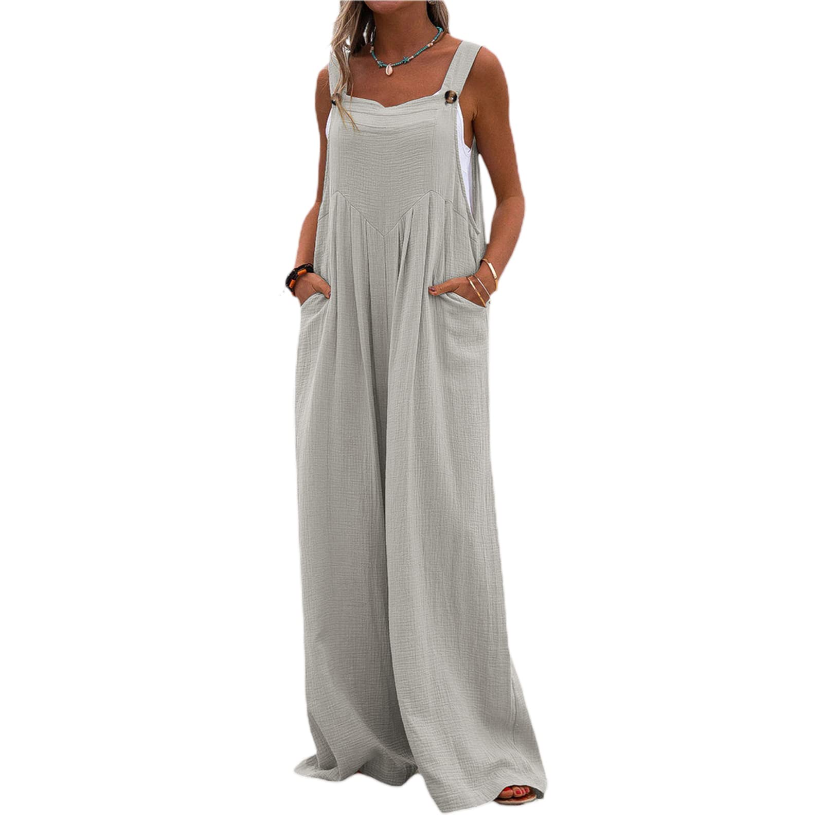 Giraropa Plus Size Women's Overalls - Casual Baggy Jumpsuit with Pockets, Long Bib Pants & Wide Leg Design | Perfect for Work, Outdoor Activities & Everyday Wear