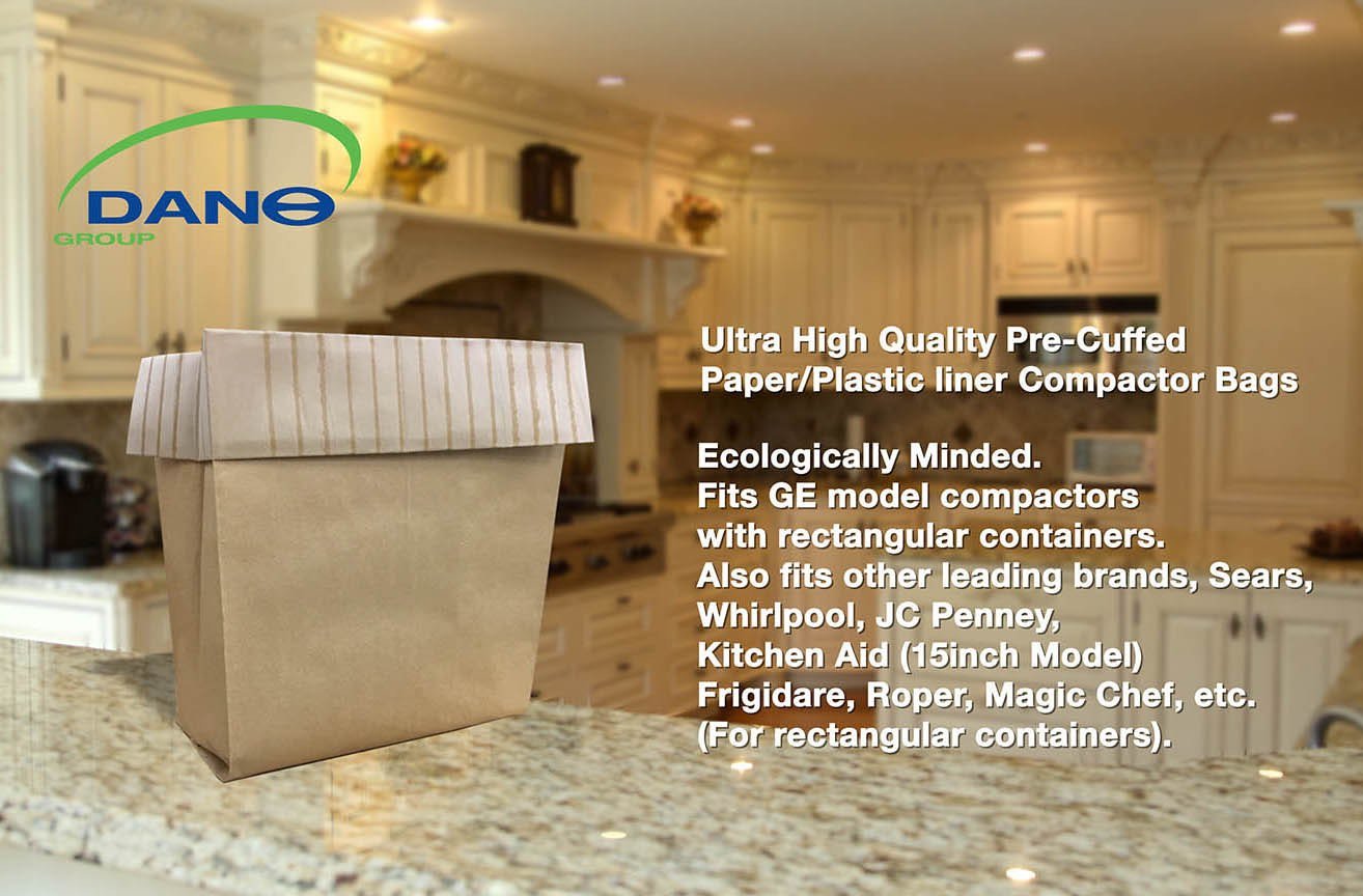 Dano Pre-Cuffed Compactor Bags - Heavy Duty Trash Bags for Waste Disposal, 30 Gallon, 50 Count | Perfect for Kitchen, Office, and Outdoor Cleanup
