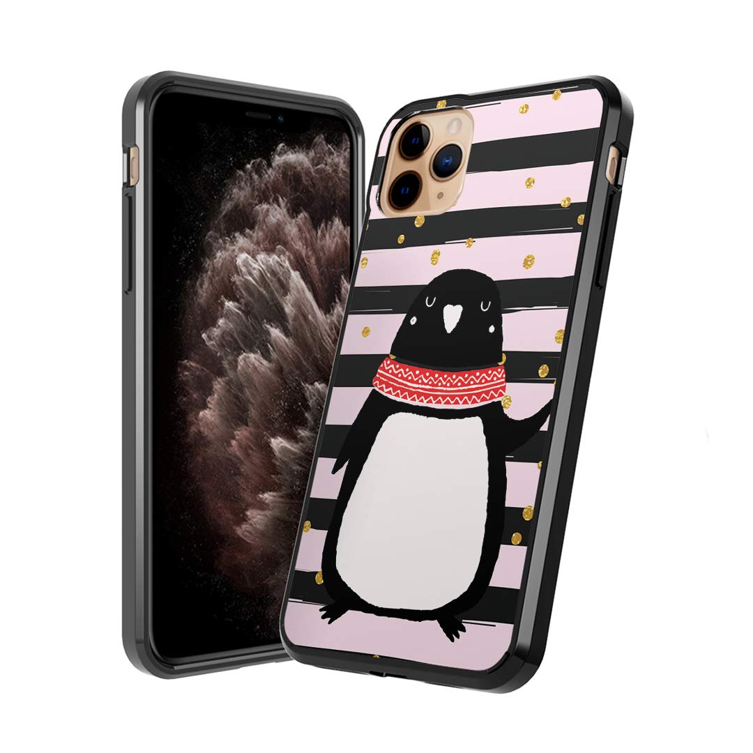 Cute Fusion Gel iPhone 11 Pro Case - Slim Anti-Scratch Soft Grip Protective Cover for 5.8 Inch Display (Pink Stripe Penguin) | Perfect for Everyday Use, Work & Travel