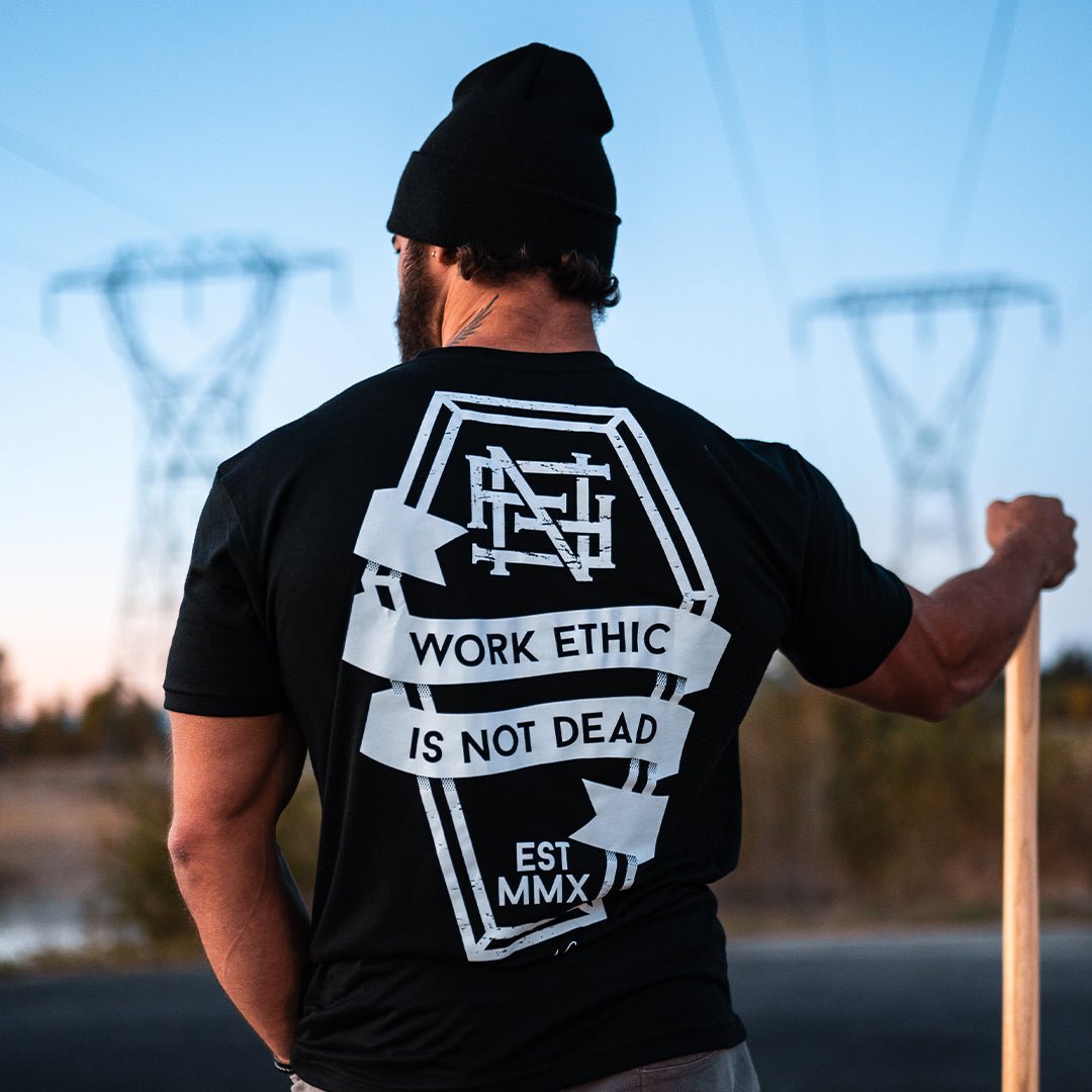 Work Ethic Tee - Black & White Cotton T-Shirt for Men & Women | Casual Workwear & Everyday Comfort