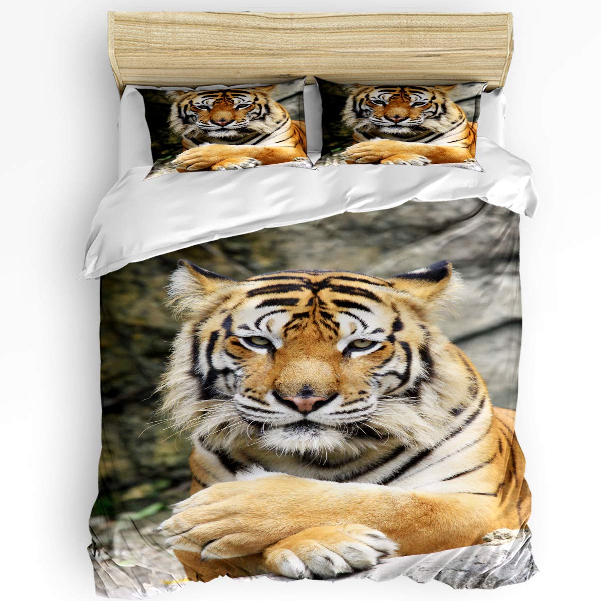 Futuregrace Luxury 3-Piece Duvet Cover Set - 3D Tiger Animal Pattern Bedding for California King Size Beds | Soft Hotel & Home Decor with 1 Duvet Cover + 2 Pillowcases | Perfect for Modern Bedrooms, Guest Rooms & Stylish Interior Design