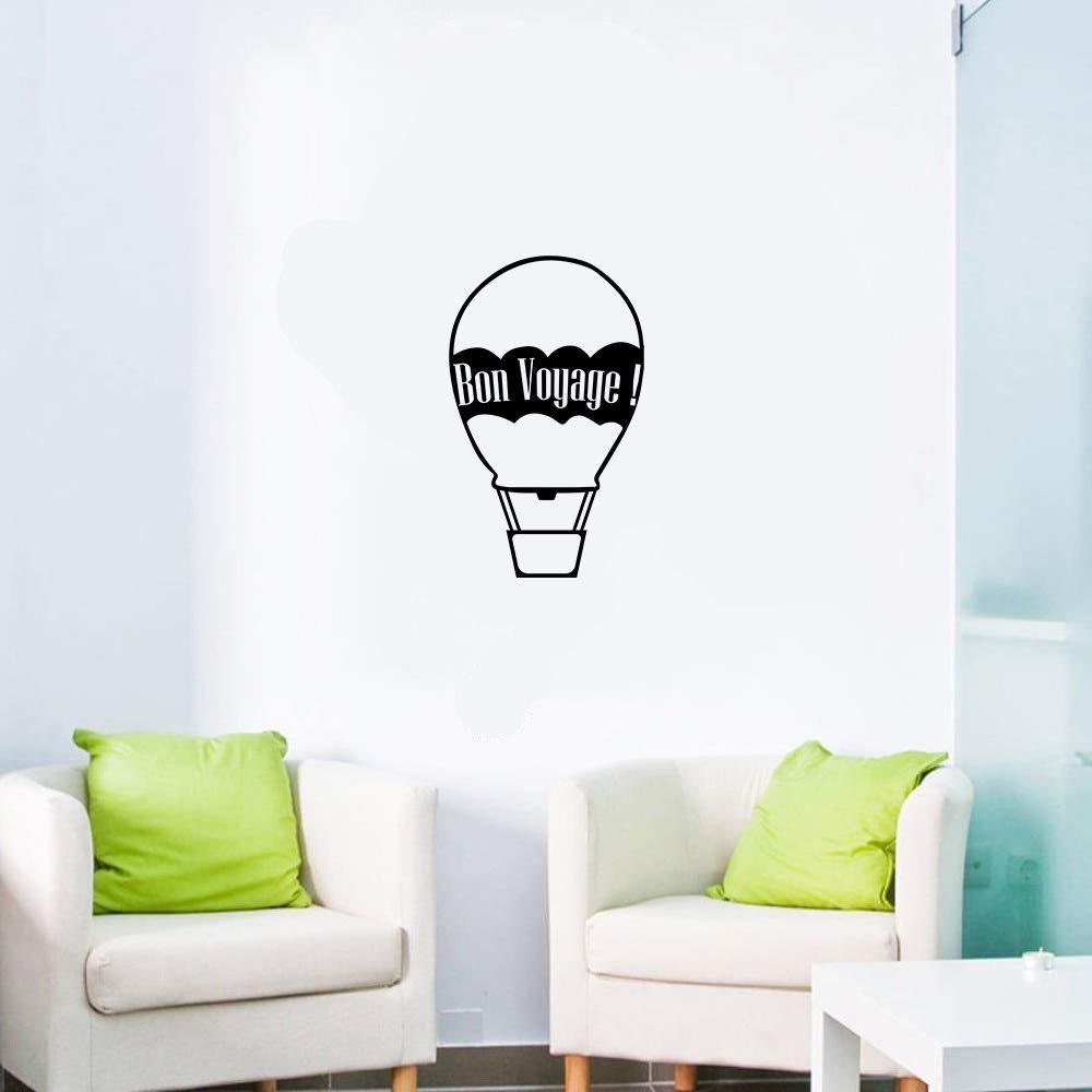 Bon Voyage Hot Air Balloon Wall Decal Sticker - 10x8 Inch Vinyl Art for Kids Room, Nursery, Bedroom, Garage & Home Decor - Perfect for Travel Themed Spaces & Playrooms