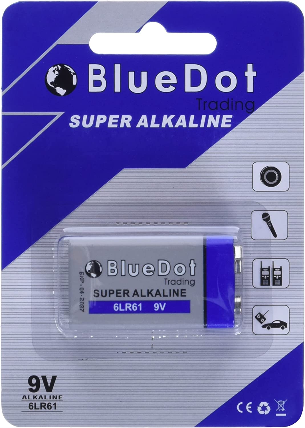 BlueDot Trading Heavy Duty 9 Volt Alkaline Batteries - Long Lasting Power for Smoke Detectors, Carbon Monoxide Alarms, Security Systems & Fire Safety Devices (Pack of 1) - Ideal for Home, Office & Emergency Use