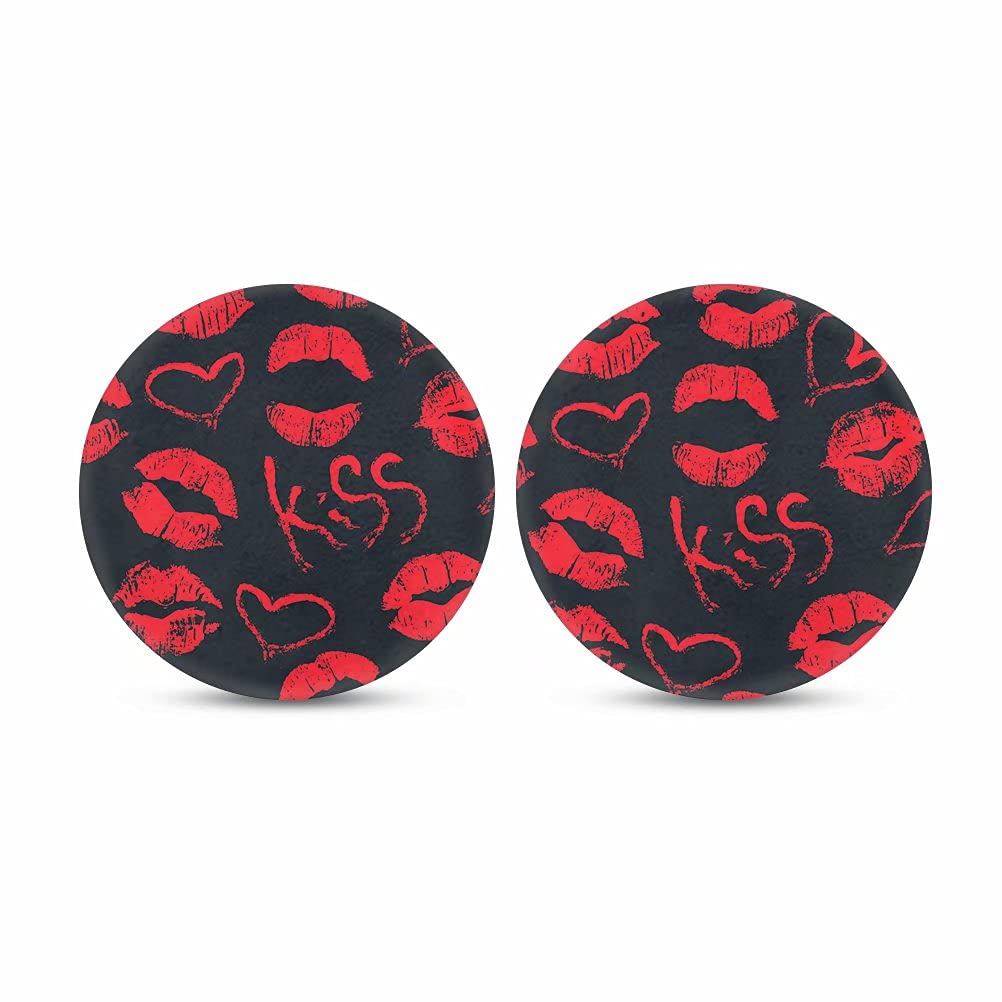 Kiss Lip Print Cup Coaster for Cars - 2 Pack Non-Slip Coasters for SUVs & Trucks - Perfect for Coffee & Drinks