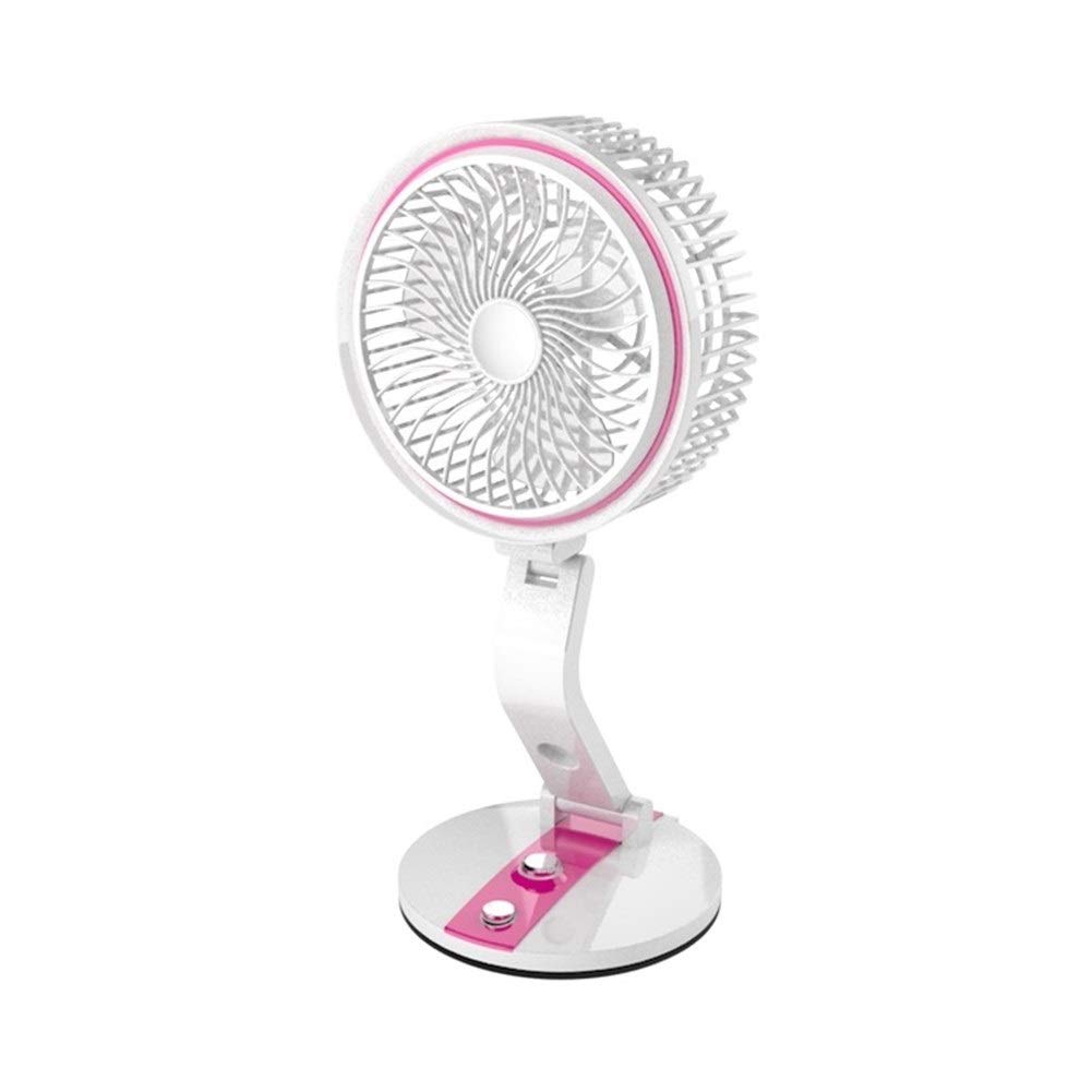 Portable USB Desk Fan with Night Light - Rechargeable Mini Fan for Home, Office, Dorm & Travel | Foldable Desktop Fan with USB Charging | Perfect for Bedside, Workstation & Summer Outings (Pink)