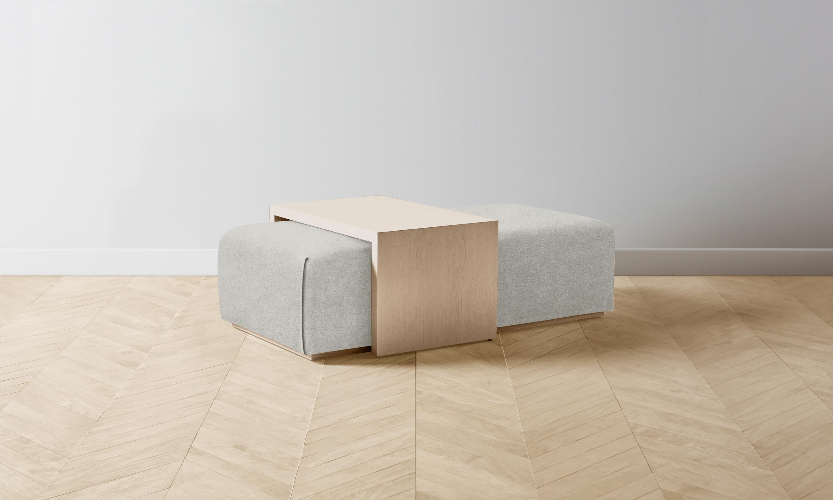 The Bowery Ottoman - Performance Mélange Weave Flint - Modern Living Room & Bedroom Accent Furniture for Home Decor