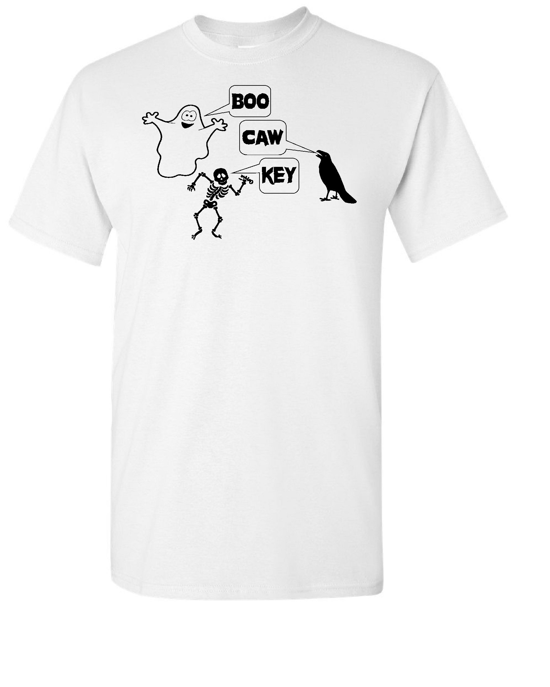 Boo-CAW-Key White T-Shirt - Funny Graphic Tee for Casual Wear