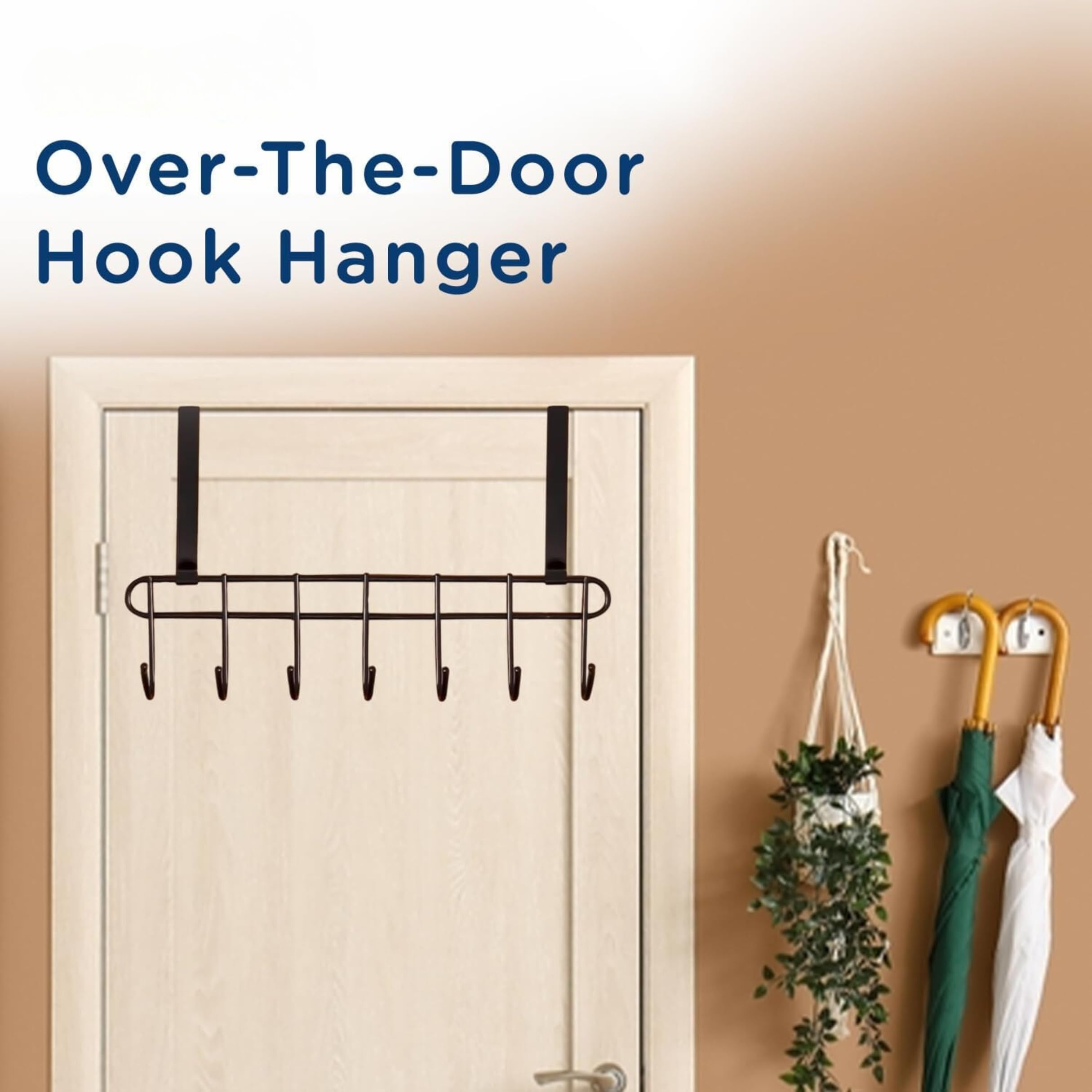 Boniry Heavy Duty Over The Door Hook - 1 Pack Stainless Steel Wall Hanger for Coats, Hats & Towels | Waterproof Adhesive Hooks for Bathroom, Bedroom & Closet Organization (Gold)