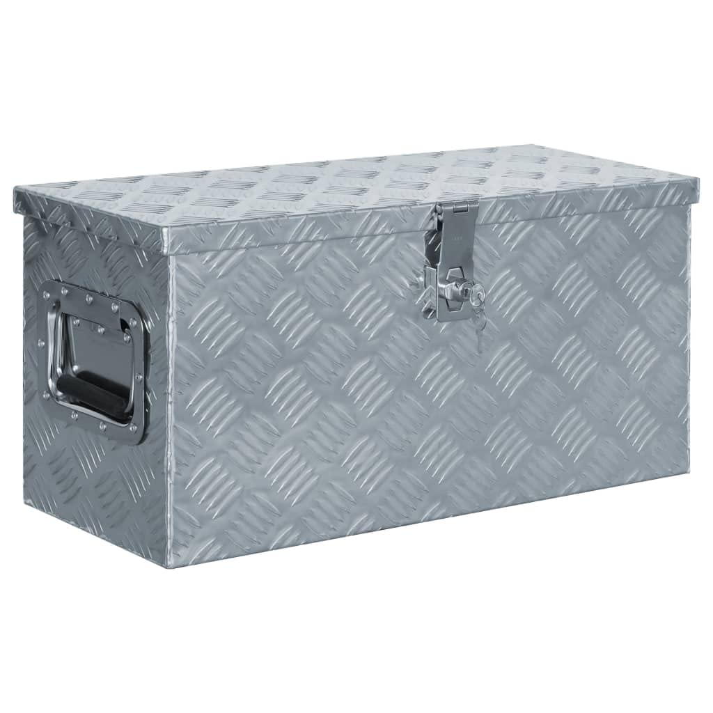 vidaXL 142936 Aluminum Tool Box 61.5 x 26.5 x 30 cm - Silver Heavy Duty Storage & Transport Case for Tools, Equipment, Camping Gear & DIY Supplies