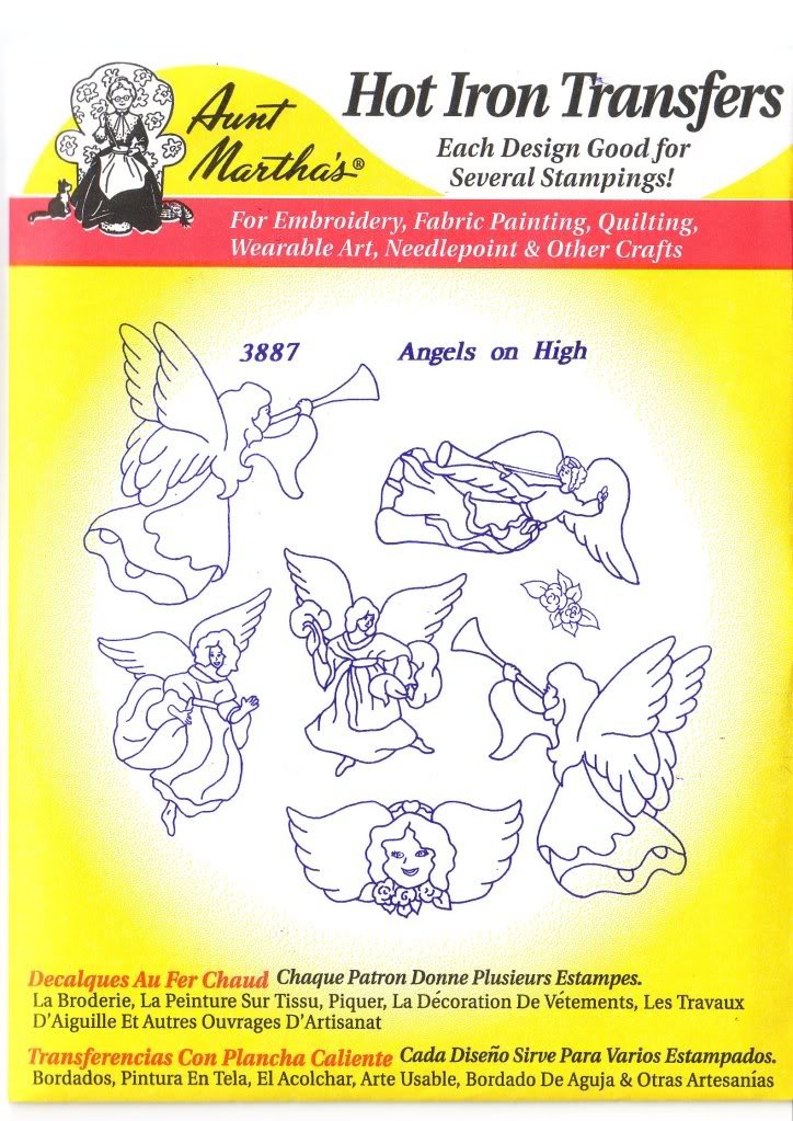 Aunt Martha's Hot Iron Embroidery Transfer Patterns - Angels on High Design for DIY Crafts, Quilting & Home Decor Projects