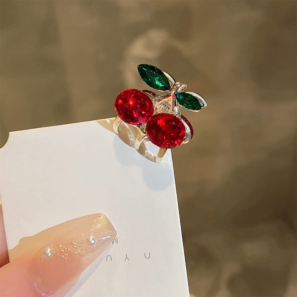 Minkissy 2pcs Mini Hair Claw Clips - Crystal Cherry Hair Clips, Alloy Metal Jaw Clamps for Women | Hair Grip, Barrette, Hairpins | Perfect for Updos, Ponytails & Everyday Styling
