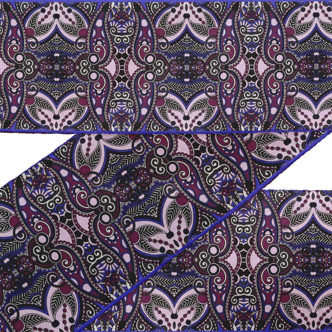 Pink Stripe & Paisley Printed Velvet Ribbon Trim - 4 Inch x 9 Yard Decorative Fabric Lace for Sewing, DIY Crafts, Scrapbooking & Home Decor