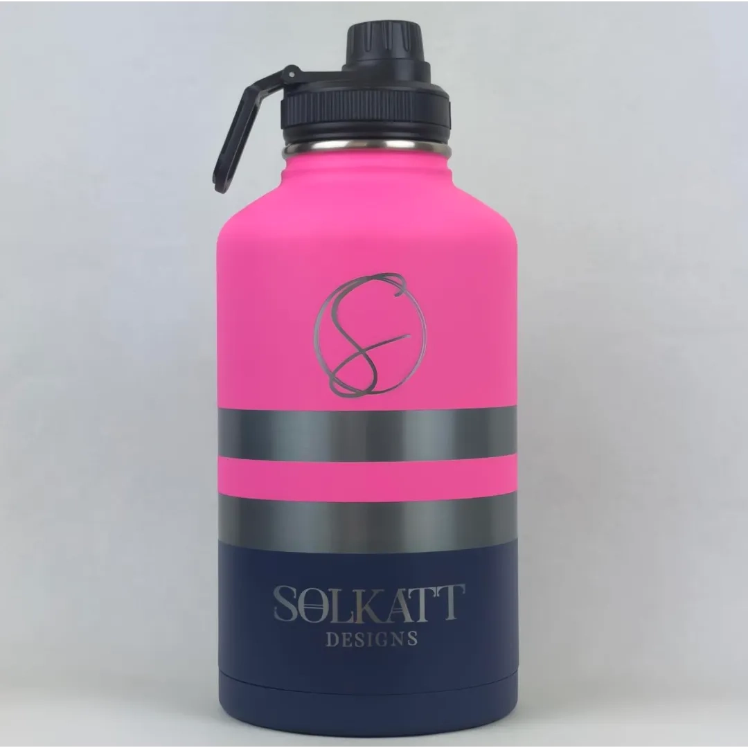 Plastered Pink Insulated Tradie Water Bottle 1.9L (64oz) Stainless Steel - Keeps Drinks Cold for 24 Hours, Hot for 12 Hours - Perfect for Construction, Hiking & Outdoor Activities