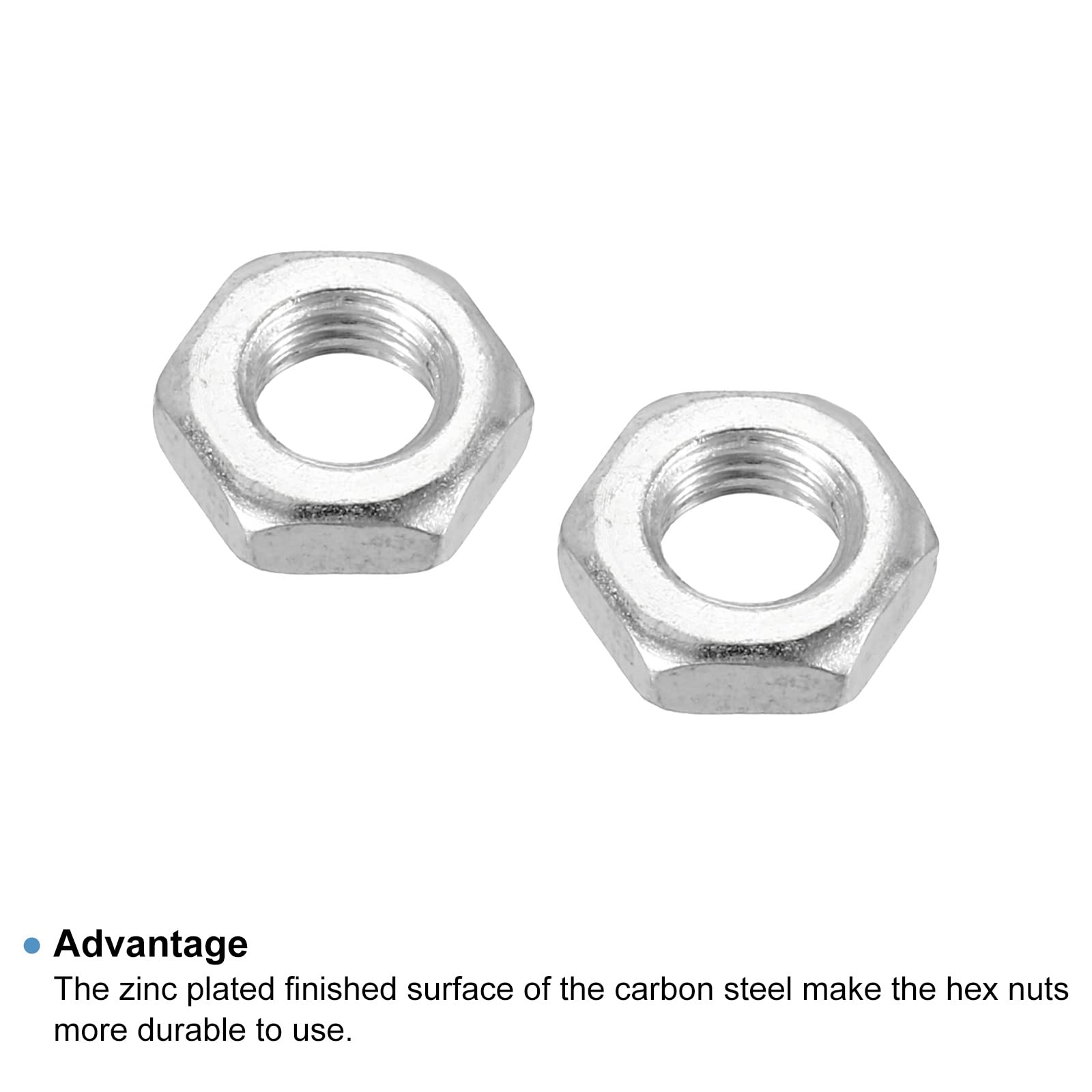 PATIKIL M7 x 1.0 Steel Hex Nuts - 30 Pack Metric Thread Zinc Plated Fasteners (4mm Height) - Perfect for Automotive, Machinery & DIY Projects