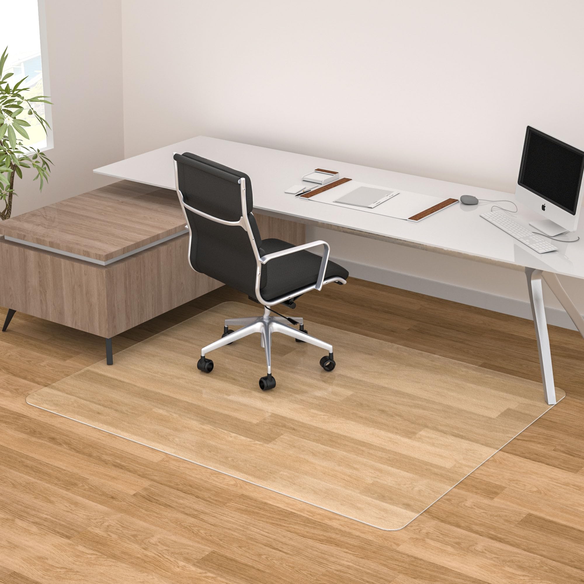 Clear 44” x 58” Chair Mat for Hardwood Floors - Large Office Chair Mat Protector for Home & Workspace | Non-Slip, Easy Glide & Easy to Clean Rectangle Floor Mat | Perfect for Rolling Chairs on Hardwood, Tile & Laminate Floors