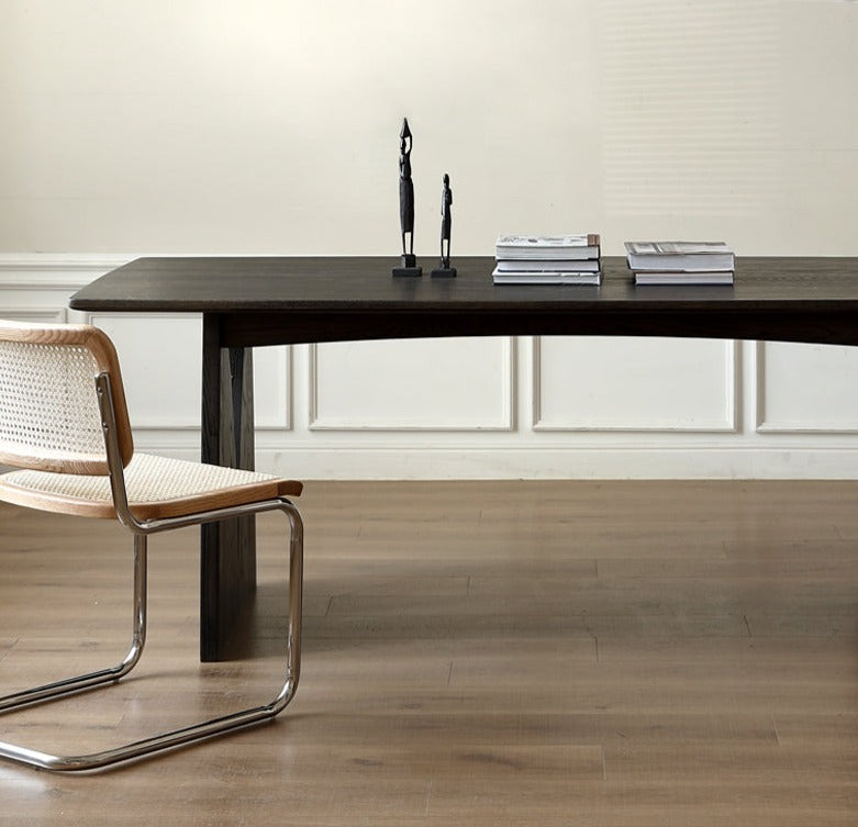 Handcrafted Oak Solid Wood Wabi Sabi Style Dining Table - Natural Wood Grain Texture - Modern Minimalist Furniture for Dining Room, Kitchen, or Open Concept Living Space