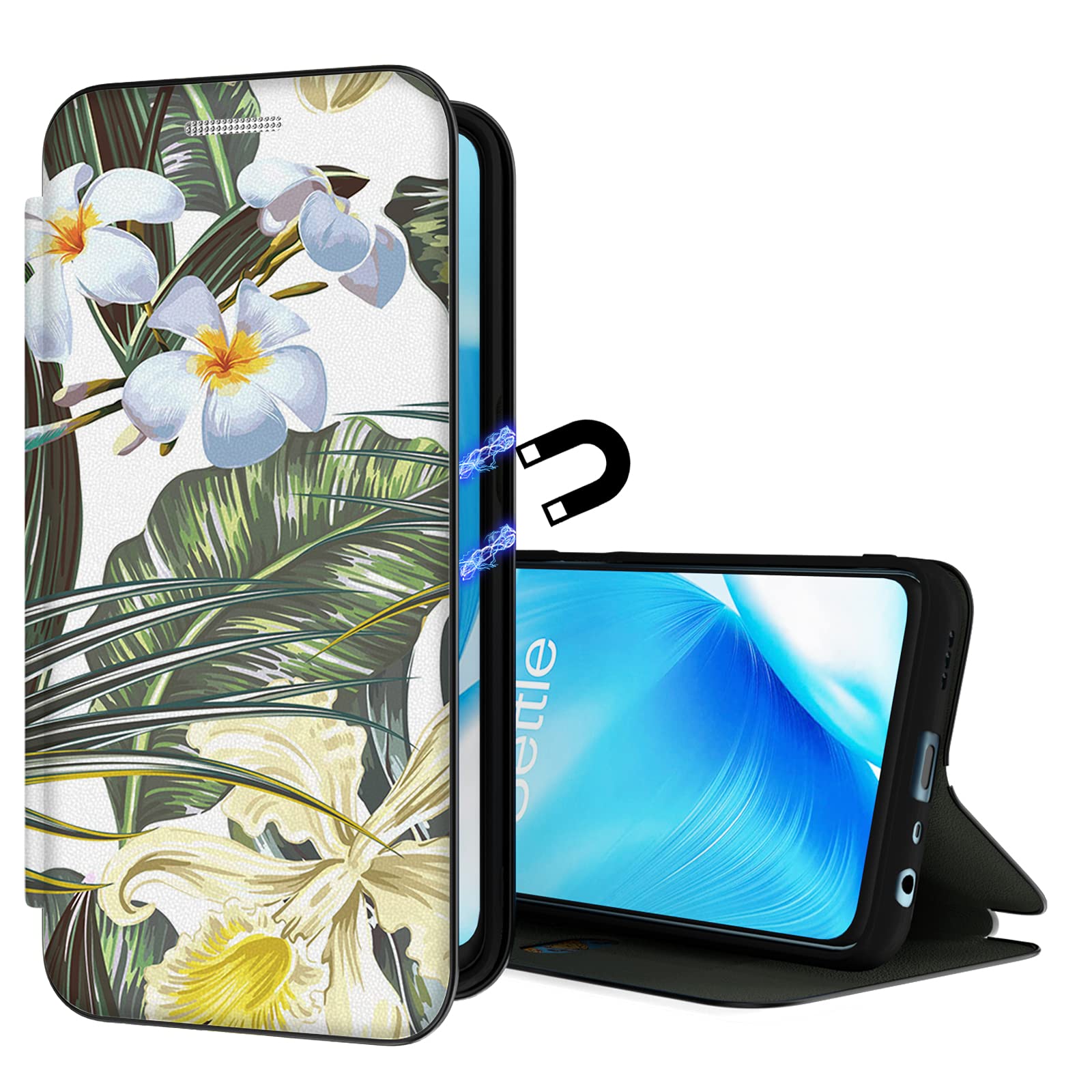 OnePlus Nord N200 5G Case - Marble Leather Wallet Flip Cover with Card Slots & Kickstand | Shockproof TPU Protective Phone Case for Women | 6.49