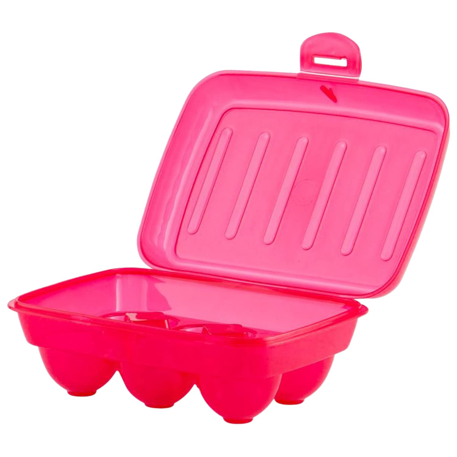 Portable Food Grade Plastic Egg Holder - Storage Box for 6 Eggs (Pink) | Compact Kitchen Organizer for Refrigerator, Camping & Travel | 46HH0383