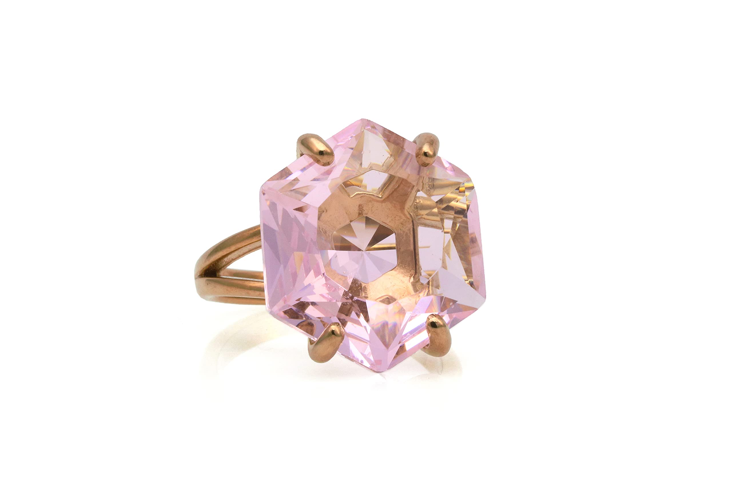 Handmade Rose Gold Rose Quartz Ring - Custom Crystal Jewelry for Women - Artisan Statement Gemstone Ring - Fashion Jewelry Gift for Her - Perfect for Weddings, Anniversaries & Special Occasions
