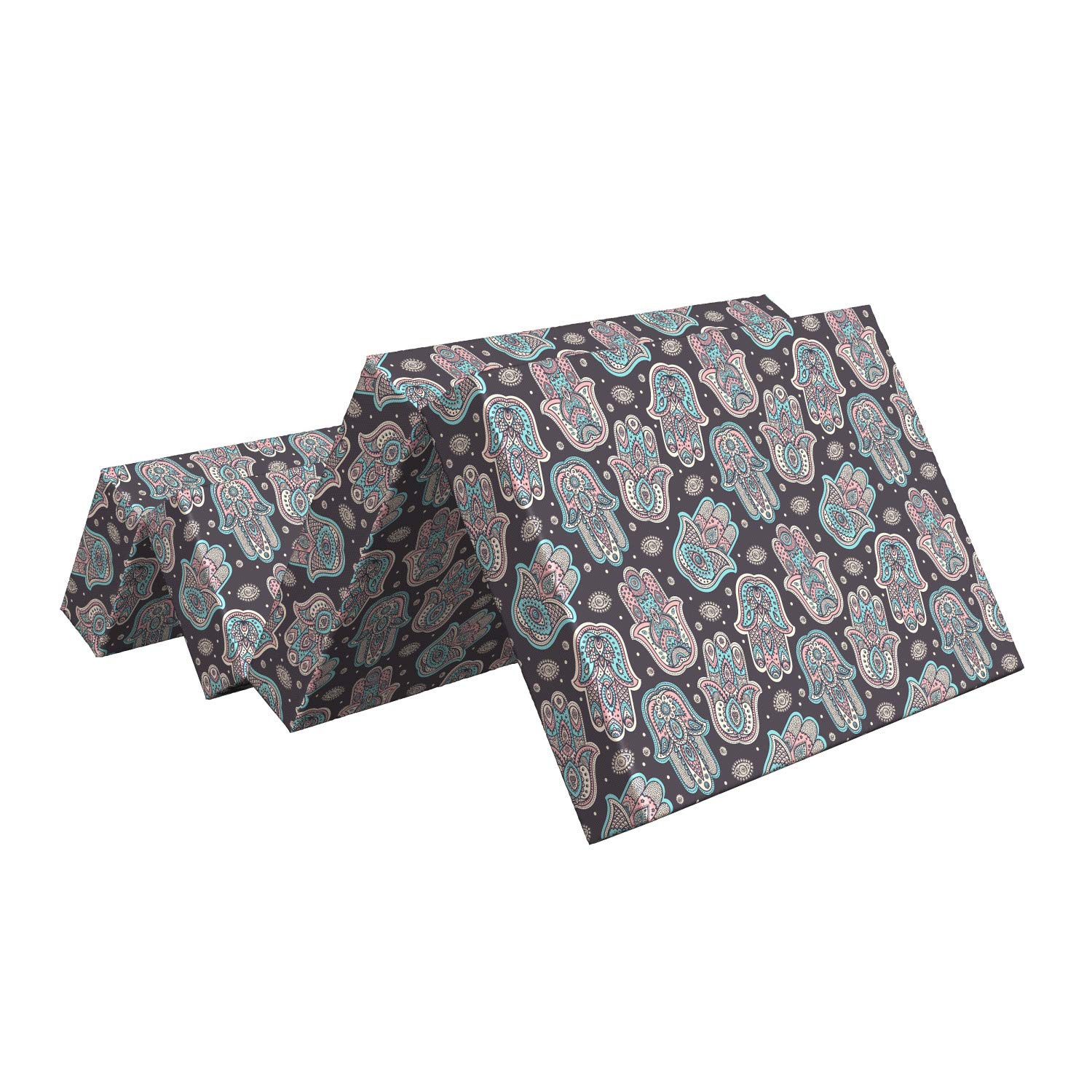 Ambesonne Traditional Foldable Mattress - Hamsa Hands Paisley Art Design, 74.8