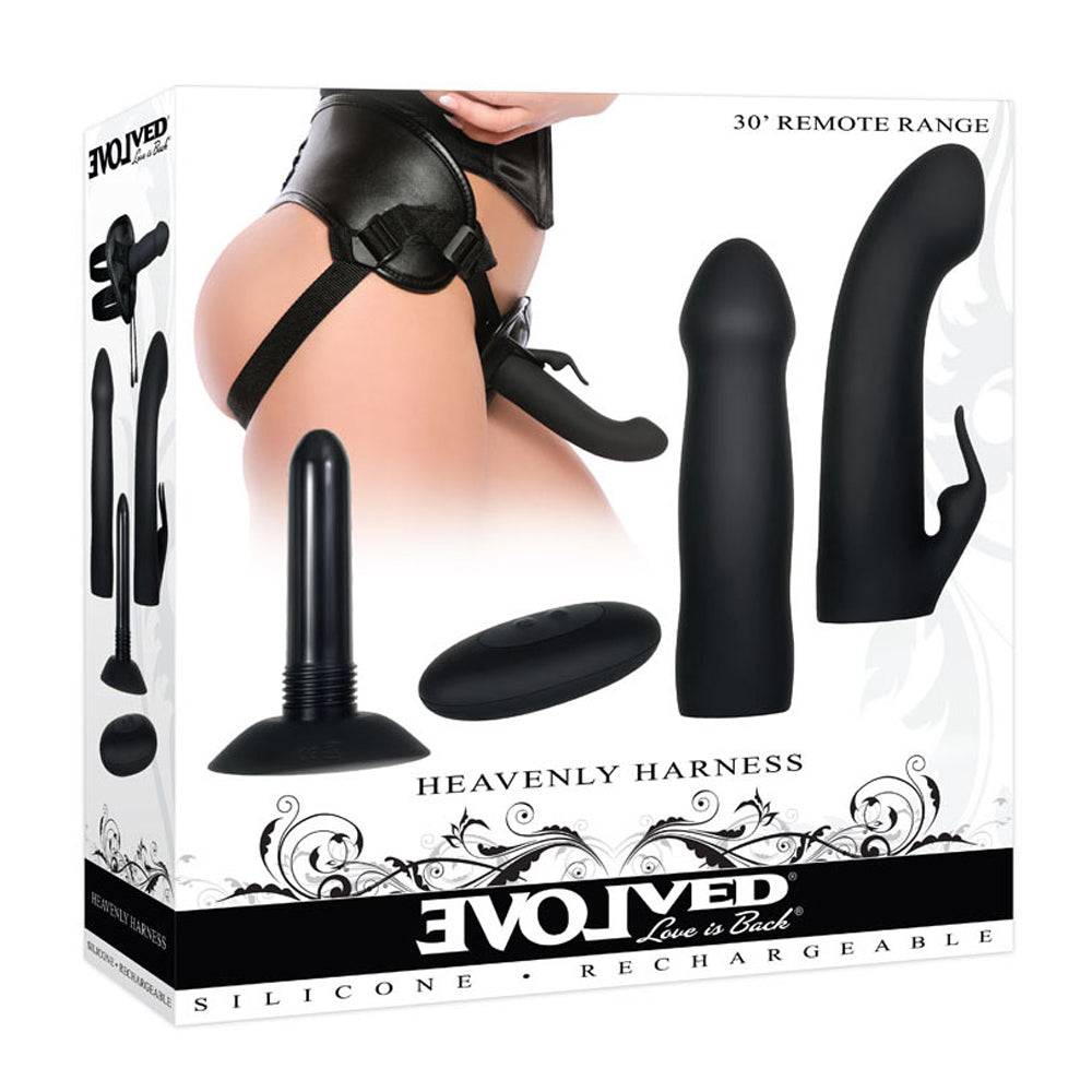 Premium Evolved Heavenly Harness with Dildo Sleeve Attachments & Wireless Remote Control - Perfect for Couples Play, BDSM, and Sensual Exploration