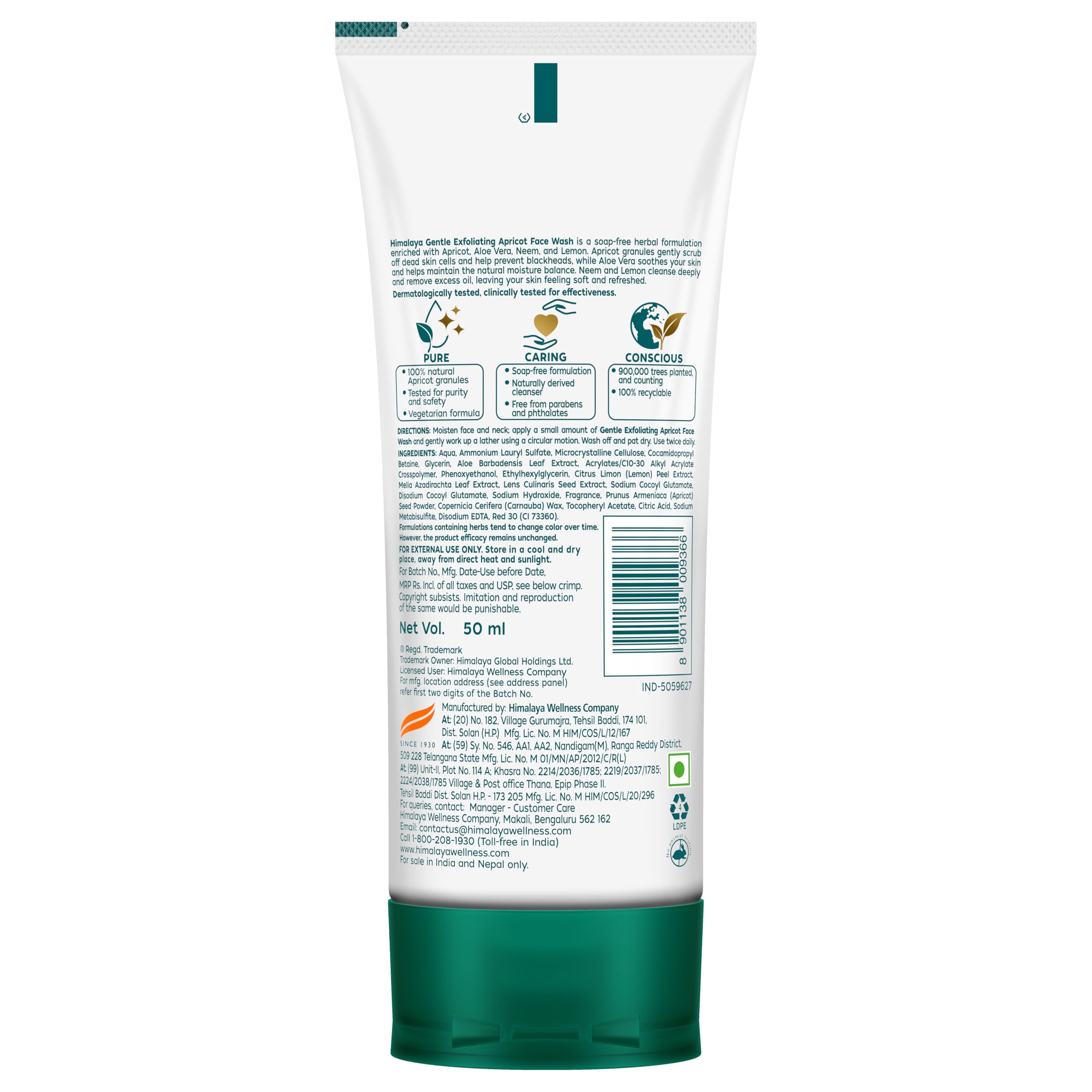 Himalaya Herbals Deep Cleansing Apricot Face Wash 50ml - Gentle Exfoliating Facial Cleanser for Acne & Oily Skin - Perfect for Daily Skincare Routine & Travel Size
