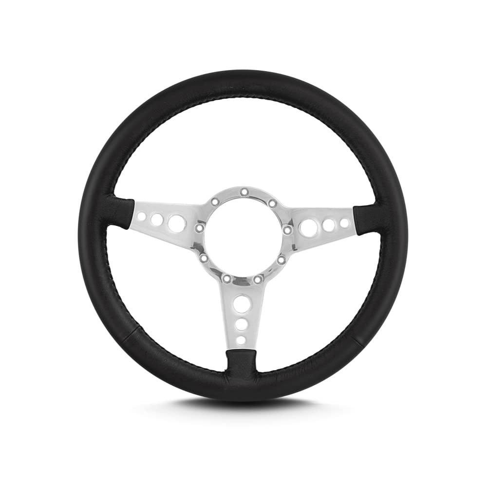 Mark 4 GT Polished Steering Wheel with Black Leather Wrap - Premium Racing Wheel for Simulators & Sports Cars (Perfect for Gaming Setups & Track Day Enthusiasts)