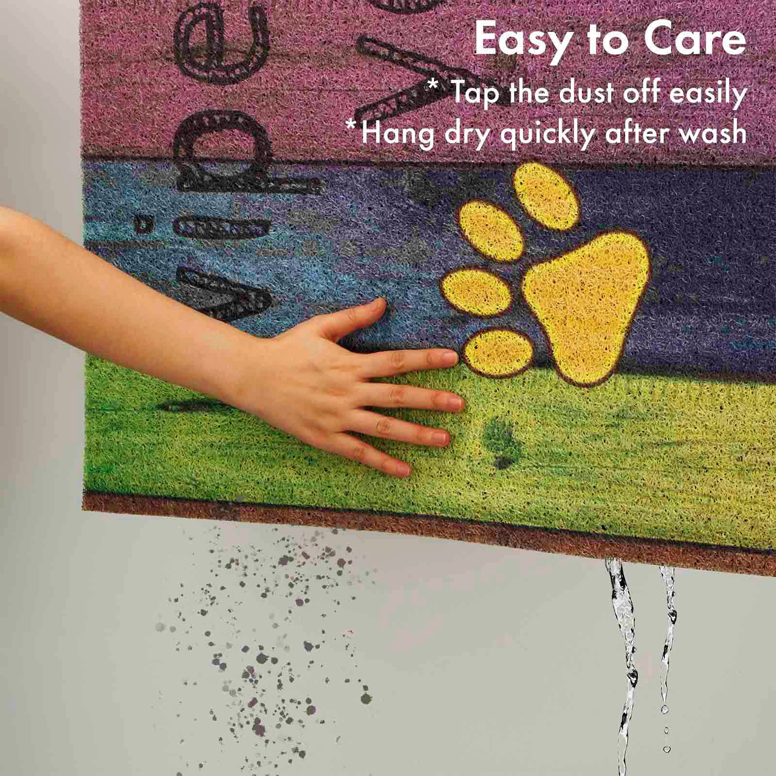 23.6x35.4 Inch Funny Non-Slip PVC Doormat - 'Wipe Your Paws' Yellow Welcome Mat for Indoor/Outdoor Use - Perfect for Entryway, Bathroom, Kitchen & Bedroom Floor Protection