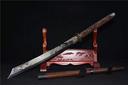 1095 Carbon Steel Forged Chinese Kang Xi Bao Dao Sword with Rosewood Handle - Authentic Traditional Blade for Martial Arts, Collectors & Home Display