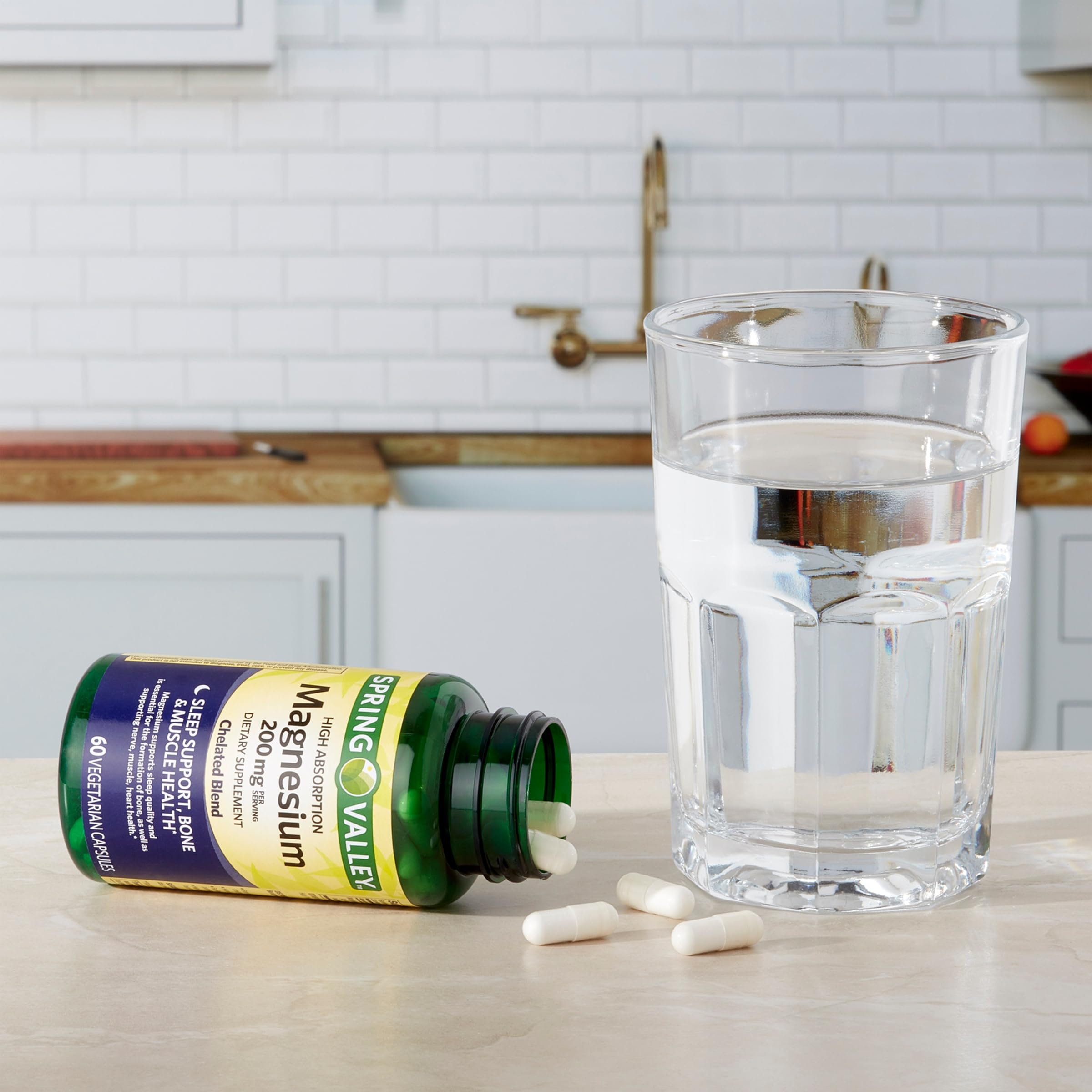Spring Valley Magnesium Supplement 200mg - Supports Sleep, Bone & Muscle Health - 60 Vegetarian Capsules - Perfect for Relaxation & Recovery After Workouts
