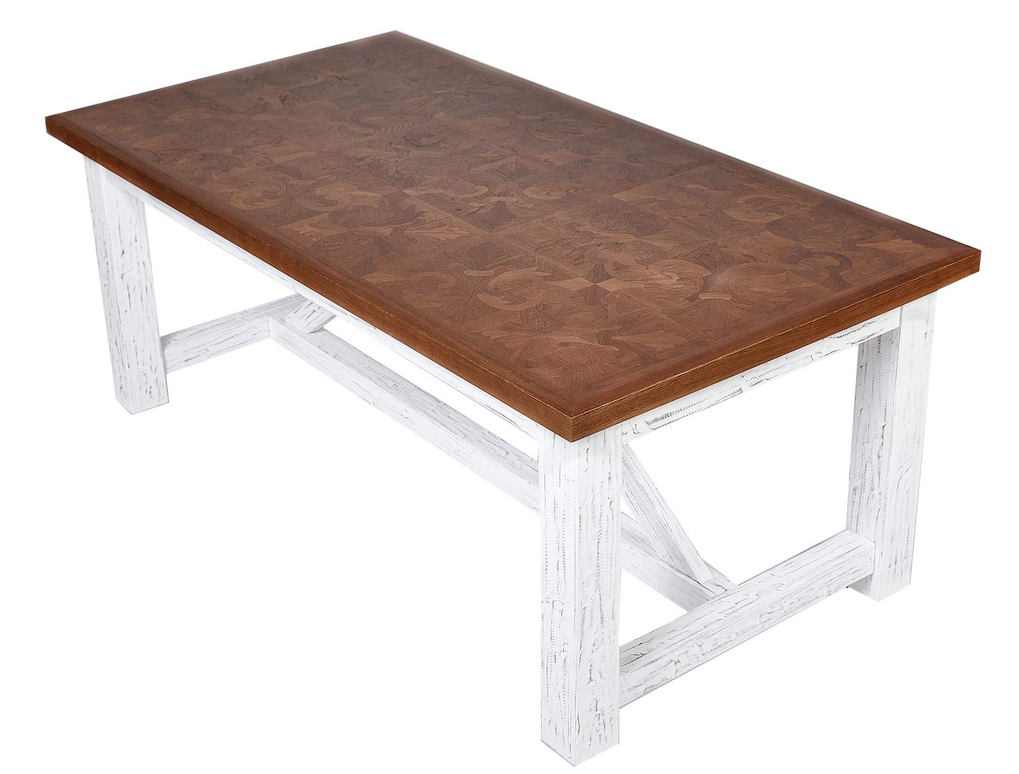 Modern Rimini Wood Dining Table - Solid Wood Kitchen Table for 6 - Farmhouse Style Dining Room Furniture for Home & Restaurant Use