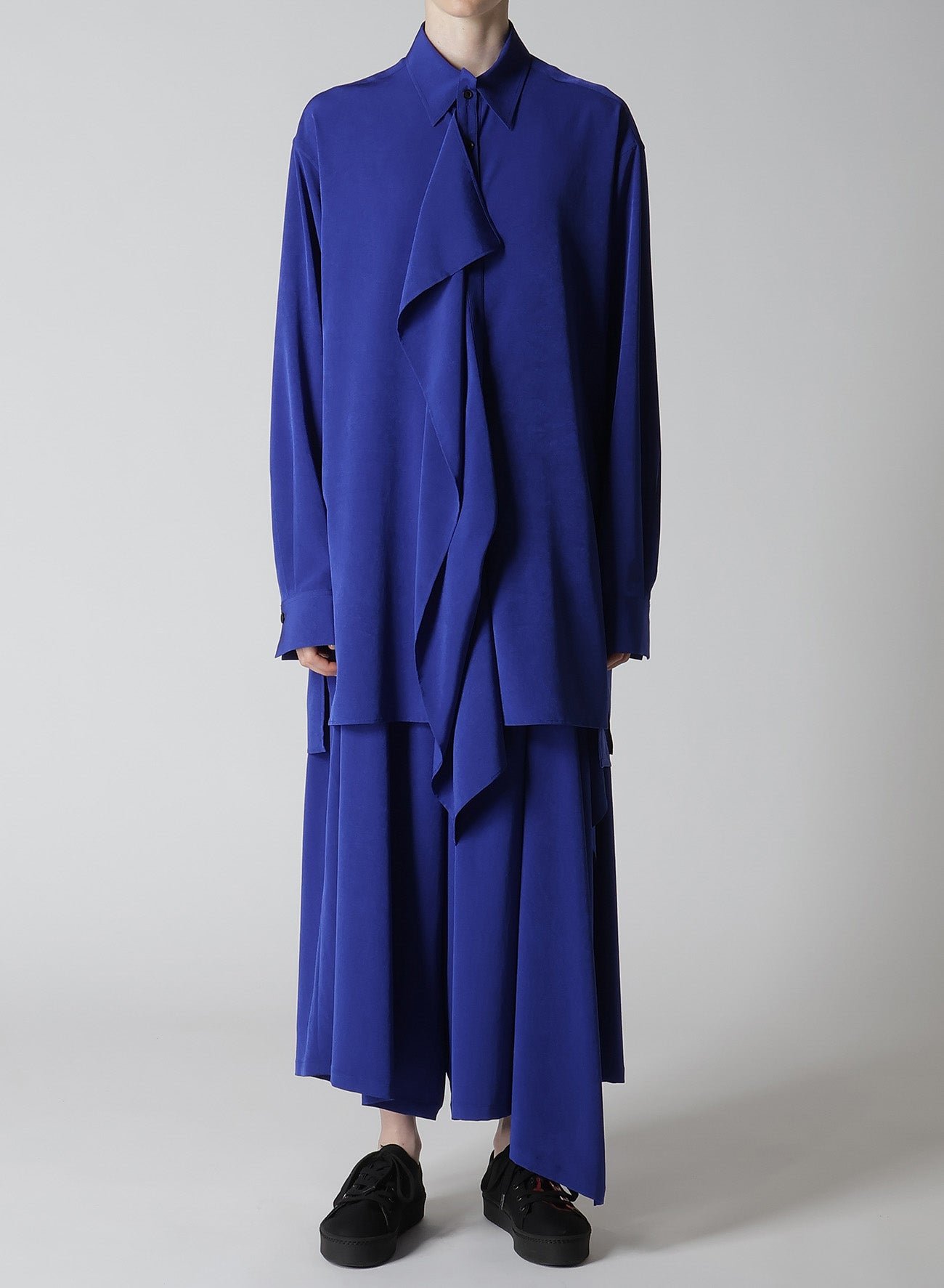 Elegant Crepe de Chine Blouse with Placket - Women's Fashion Top for Work, Office & Casual Wear