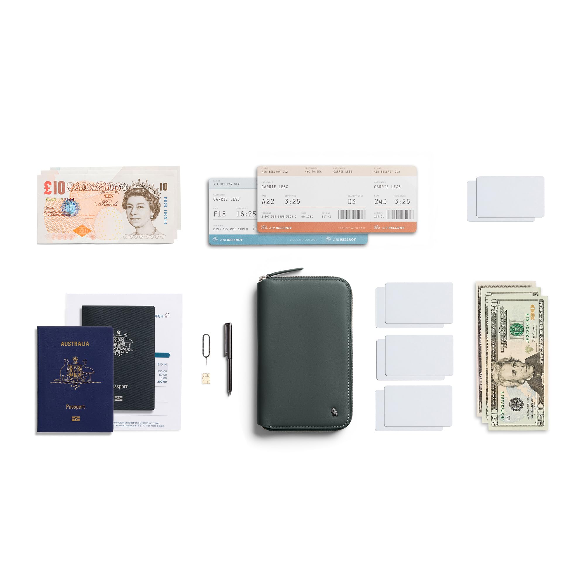 Bellroy Travel Folio – Premium Leather Passport Holder & Document Organizer (Second Edition, Everglade) – Perfect for Business Trips & International Travel
