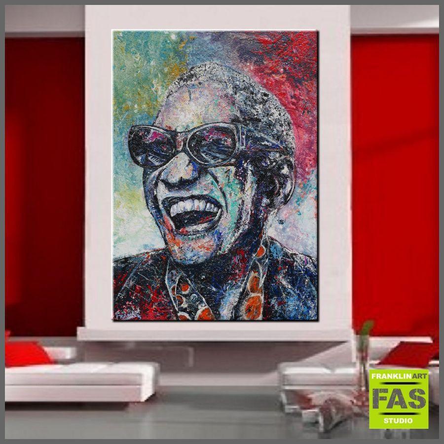 Ray Charles Night Time Is The Right Time Canvas Art Print 55x39 Inches - Perfect for Living Room Wall Decor, Music Lover Gifts & Jazz Themed Home Design