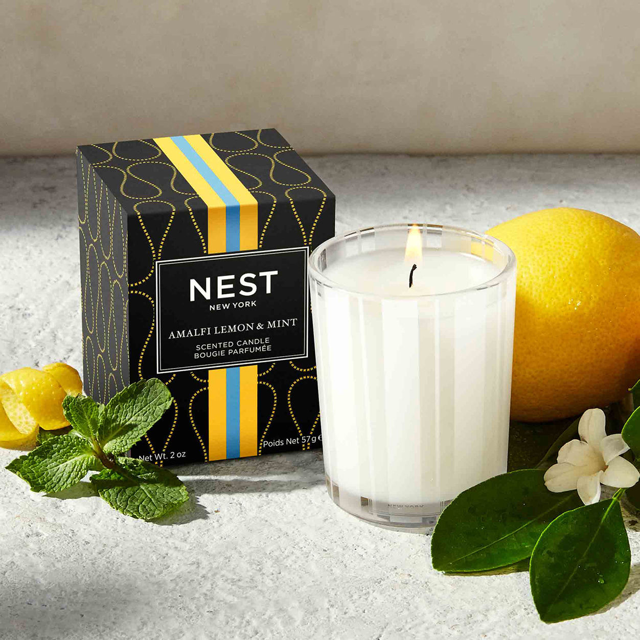 Amalfi Lemon & Mint Scented Candle - Handmade Soy Wax Aromatherapy Candle for Relaxation, Home Decor & Gift Giving - Perfect for Bedroom, Bathroom & Living Room